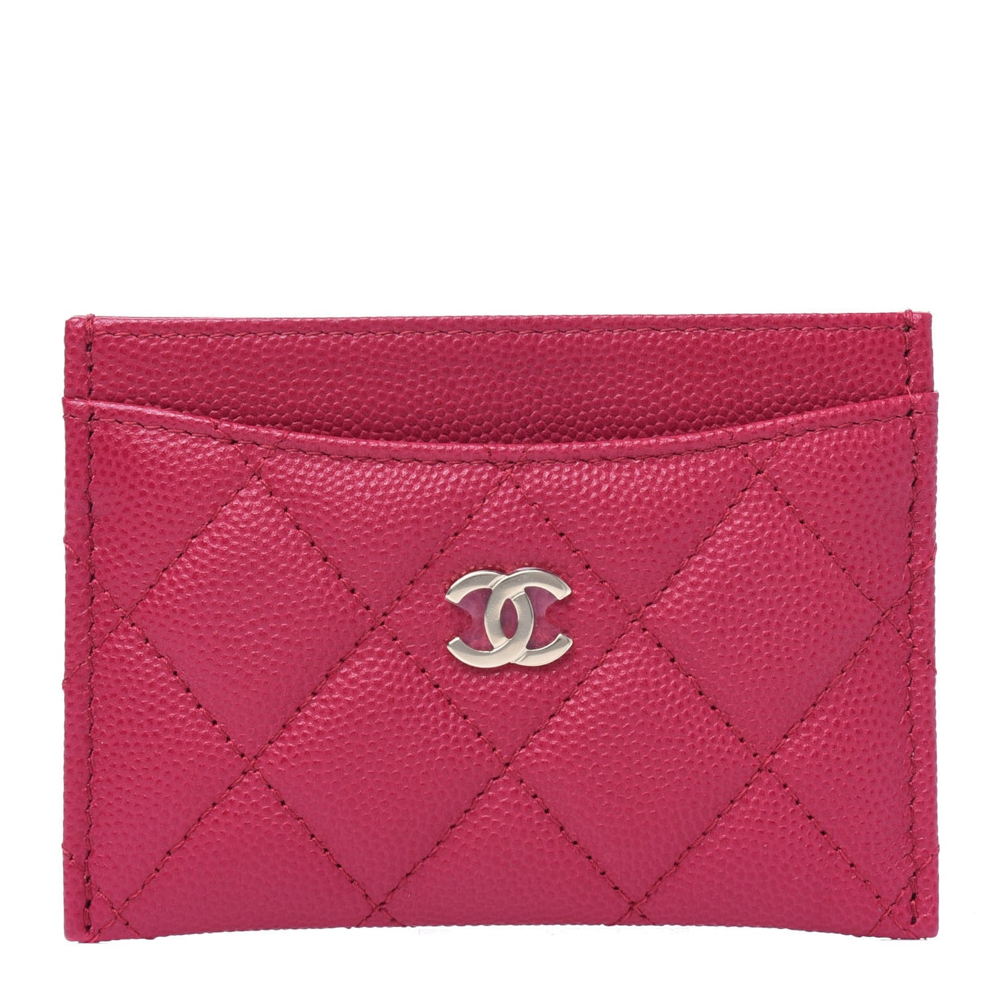 Caviar Quilted Card Holder Dark Pink
