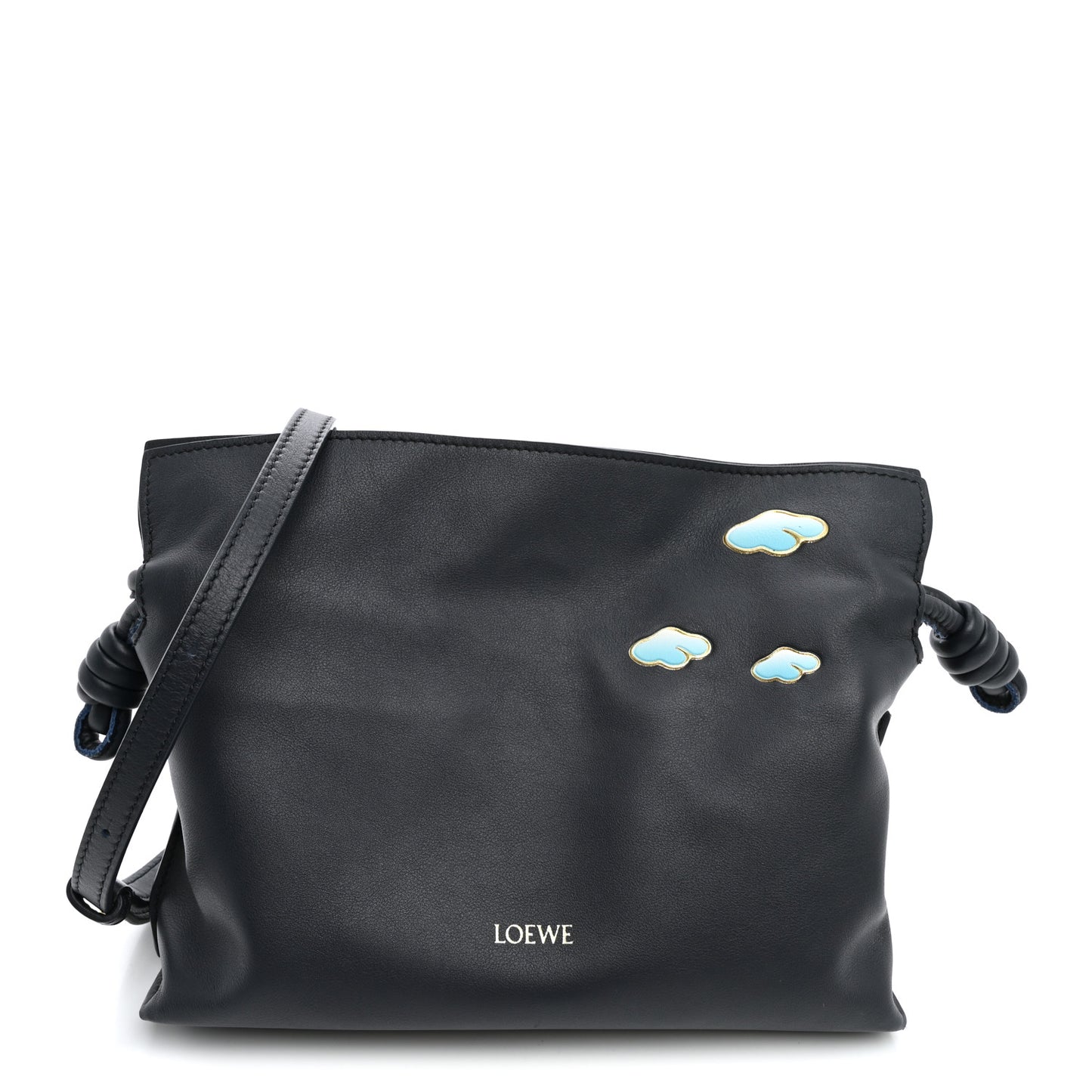x SUNA FUJITA Nappa Clouds Mini Flamenco Knot Clutch Dark Ink