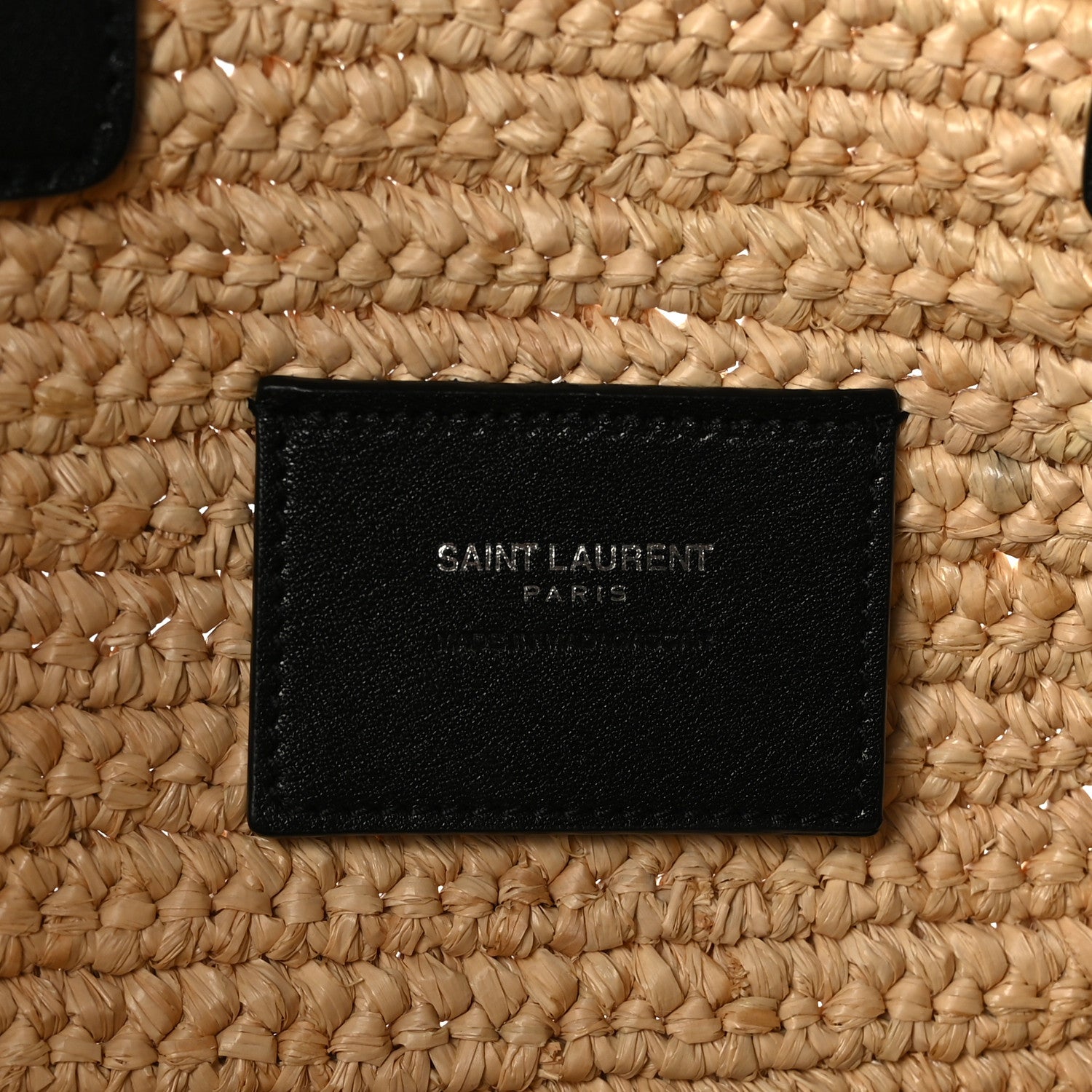 Saint Laurent Raffia Calfskin Rive Gauche Tote Naturale Black 6 of 9