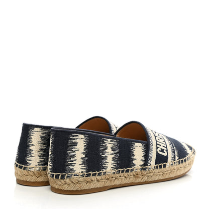 Christian Dior Cotton D-Stripes Embroidered Granville 15mm Espadrilles 38 Deep Blue 4 of 9