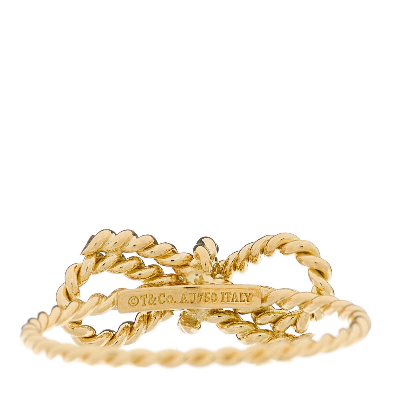 18K Yellow Gold Twist Bow Ring 58 8.25