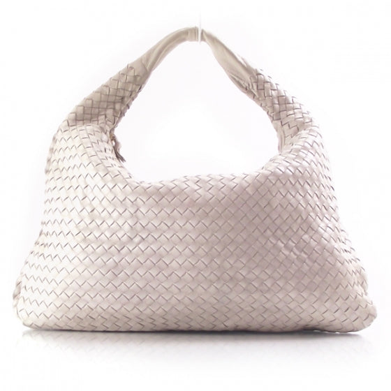 Leather Woven Hobo White