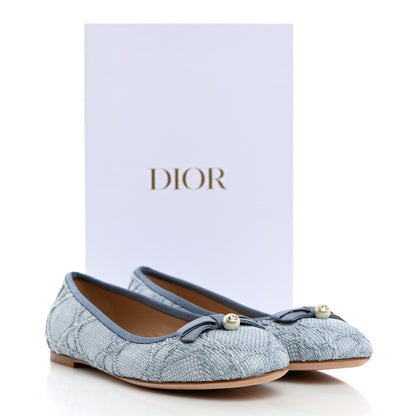Christian Dior Raffia Cannage Ballet Flat 40.5 Bleu Pastel 9 of 9
