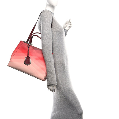 Fendi Vitello Elite Geometric Degrade Regular 2Jours Tote Red 2 of 10