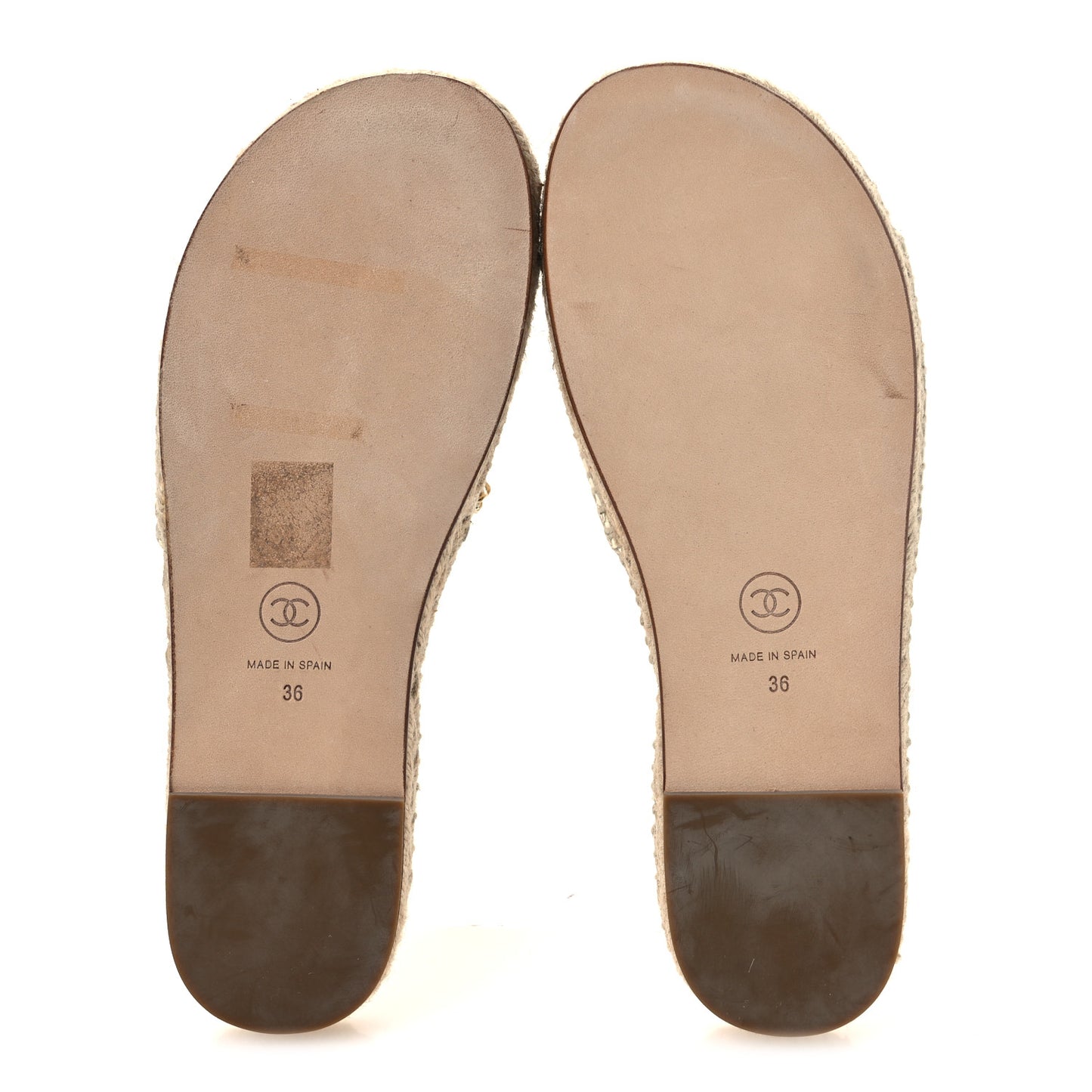 Lambskin Quilted CC Espadrille Slip On Sandals 36 Ivory