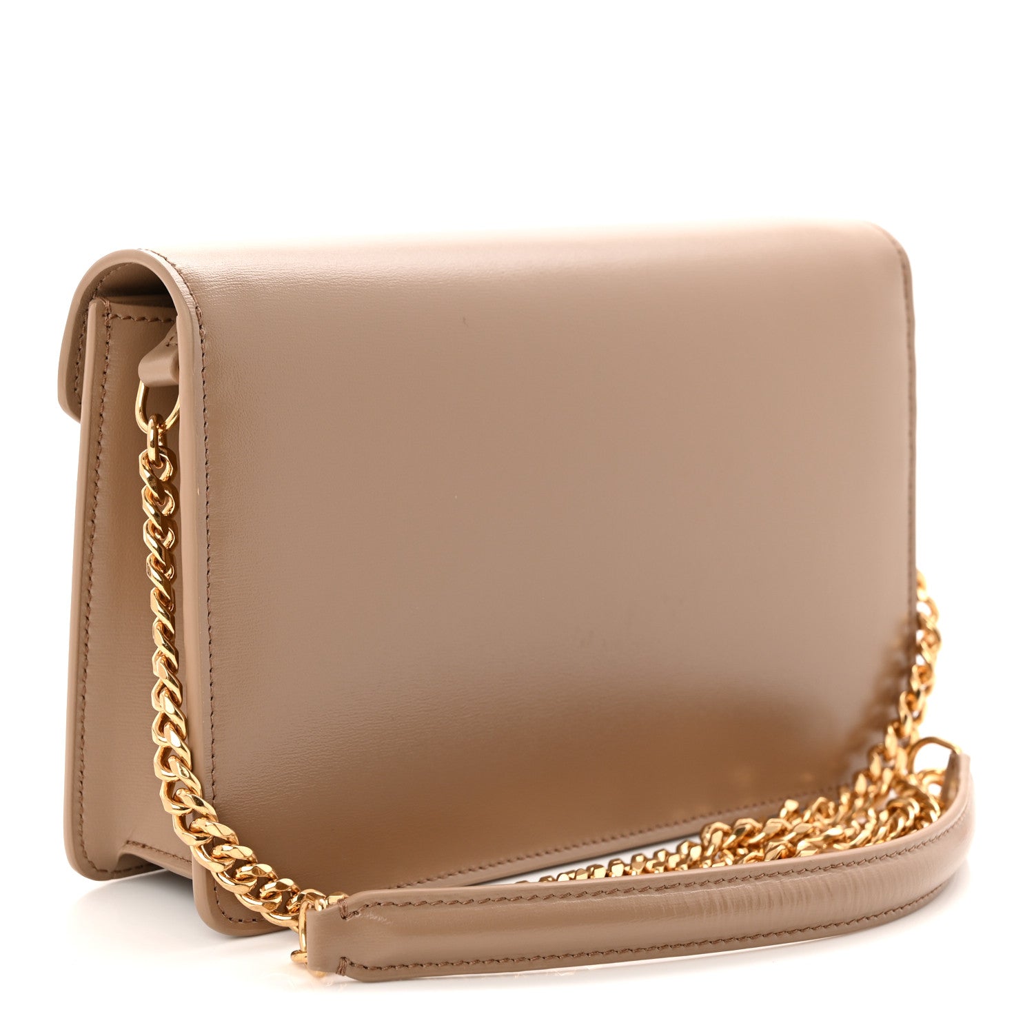 Celine Shiny Calfskin Triomphe Margo Wallet on Chain Smoked Brown 3 of 10