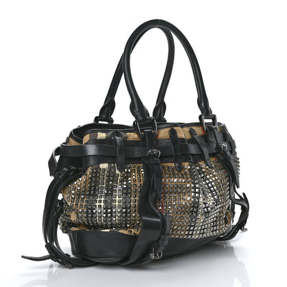 Burberry Calfskin House Check Studded Rowan Black 3 of 9