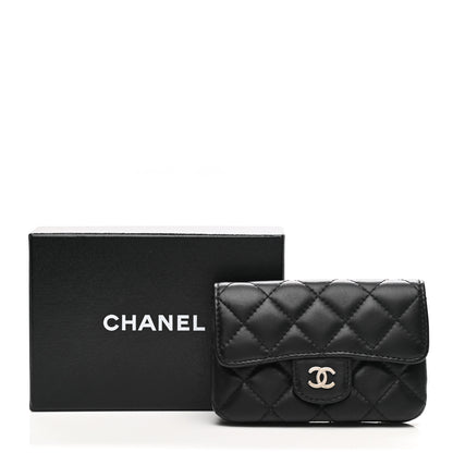 Chanel Lambskin Quilted Zip Card Holder Black 10 of 10