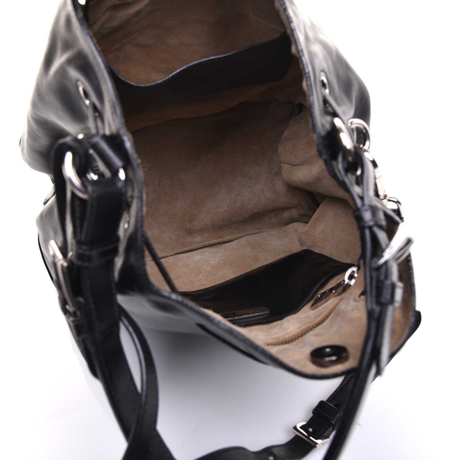 Prada Soft Calfskin Bucket Bag Black 5 of 8