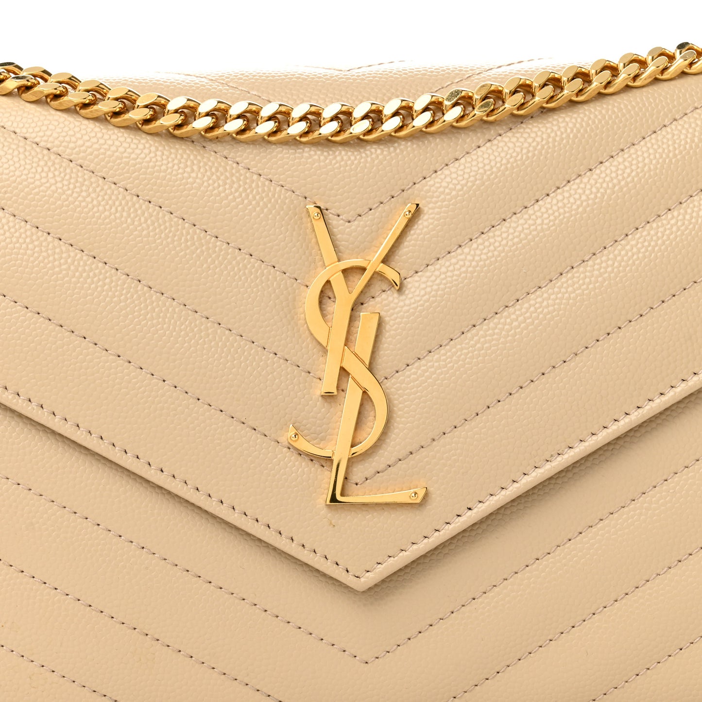 Grain De Poudre Matelasse Chevron Monogram Chain Wallet Nude Powder