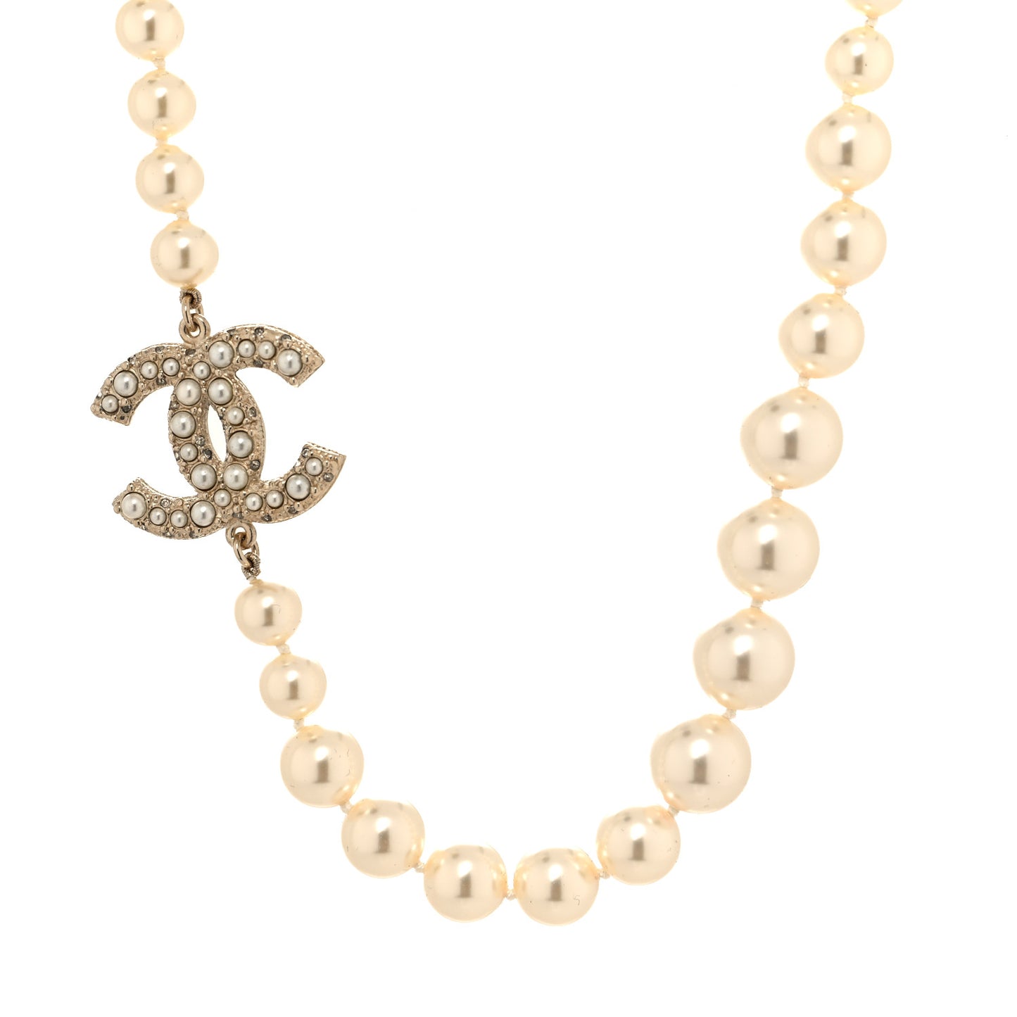 Pearl CC 100th Anniversary Necklace Light Gold