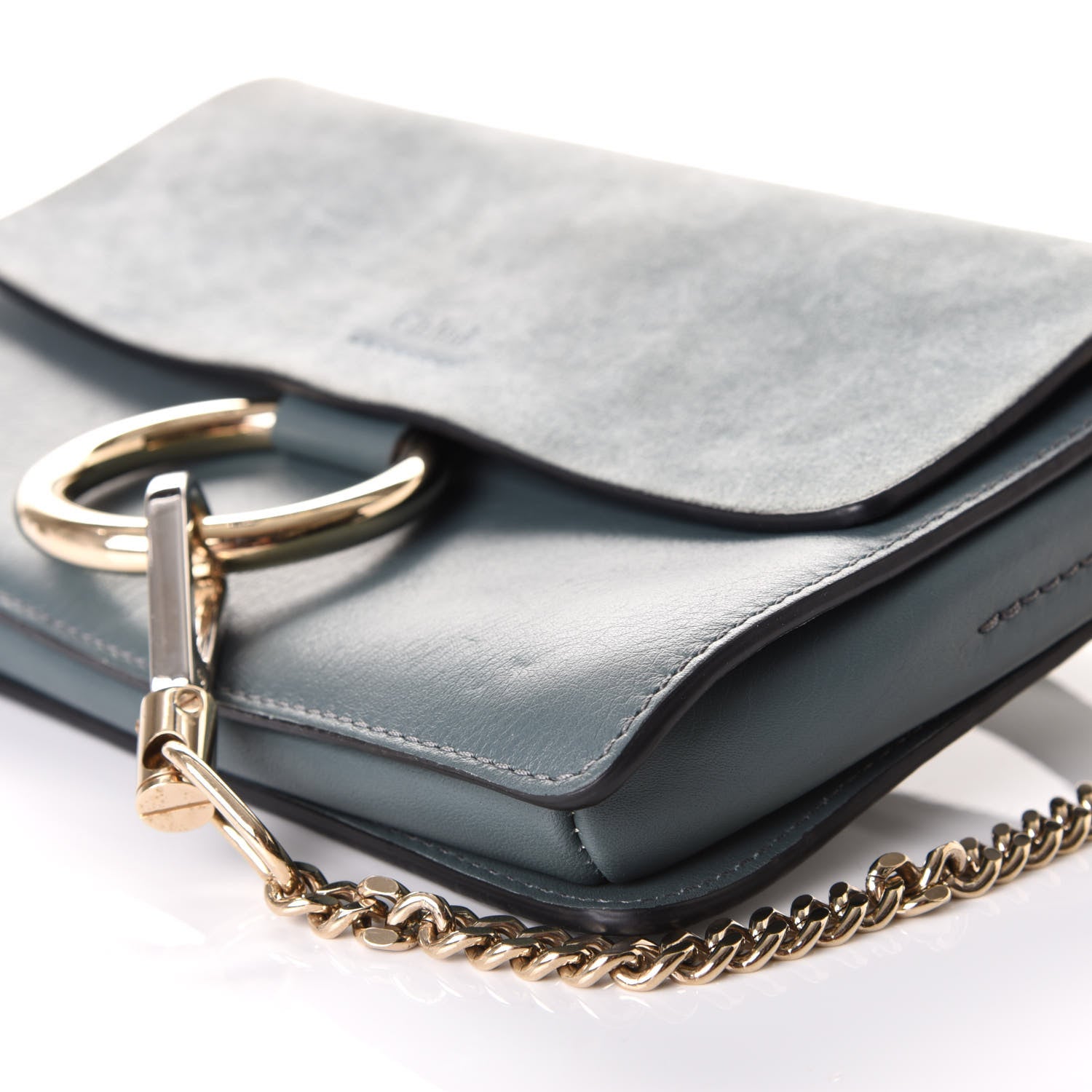 Chloe Suede Calfskin Small Faye Shoulder Bag Cloudy Blue 6 of 9