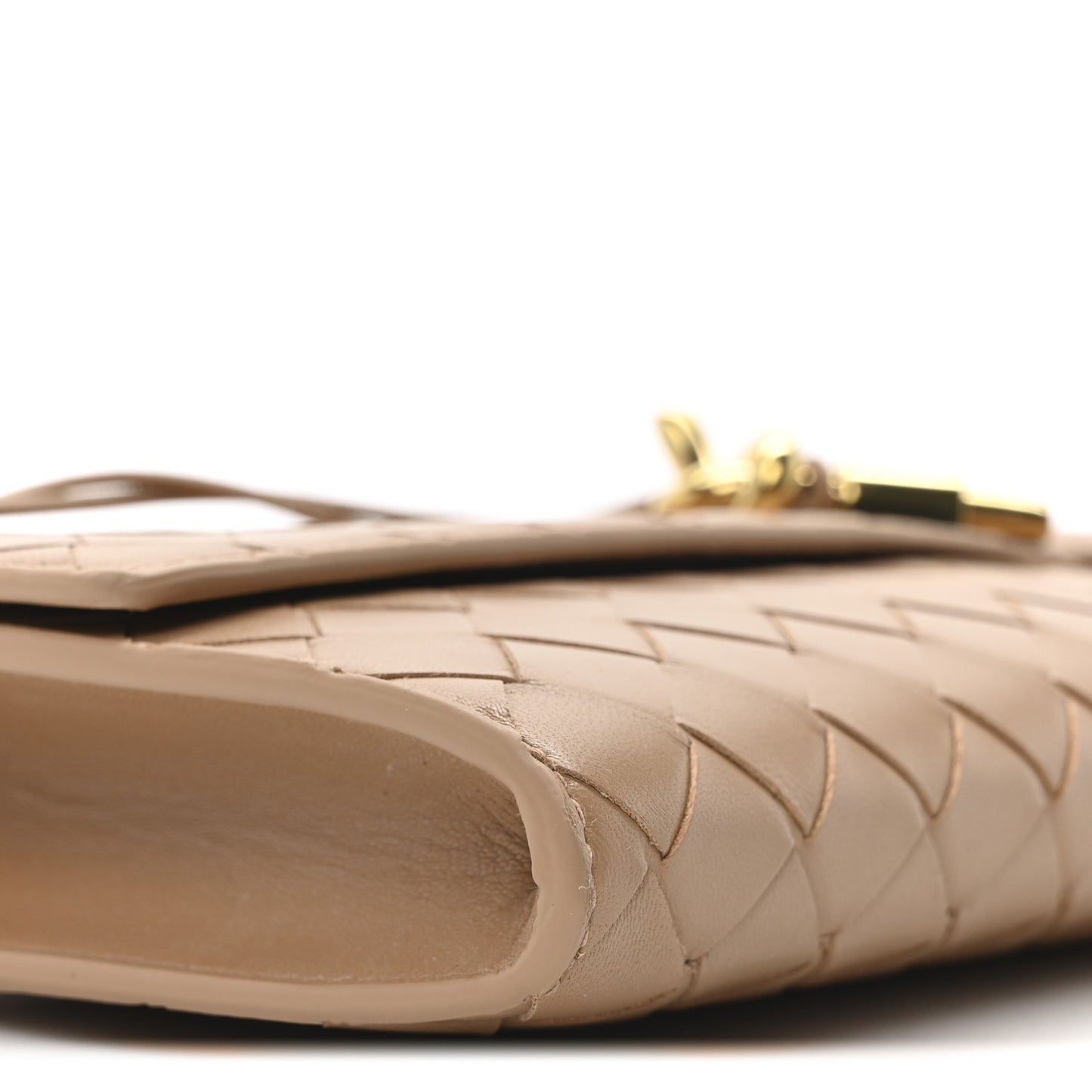 Nappa Intrecciato Long Andiamo Top Handle Clutch  Pale Brown