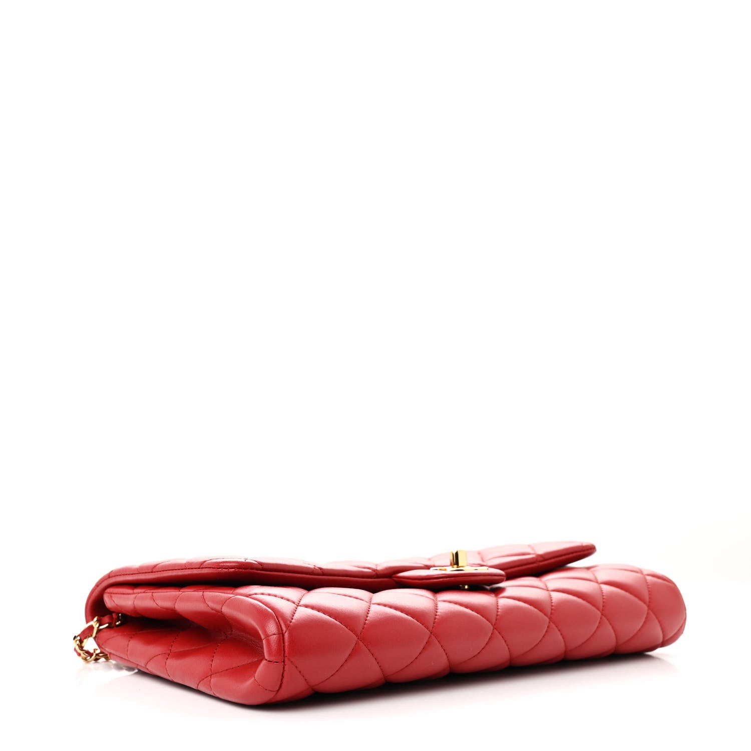 Chanel Lambskin Quilted Clutch With Chain Flap Red 4 of 12