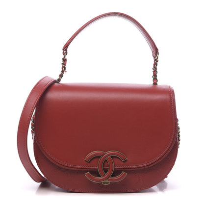 Chanel Shiny Calfskin Goatskin Quilted Small Coco Curve Messenger Flap Red 1 of 11
