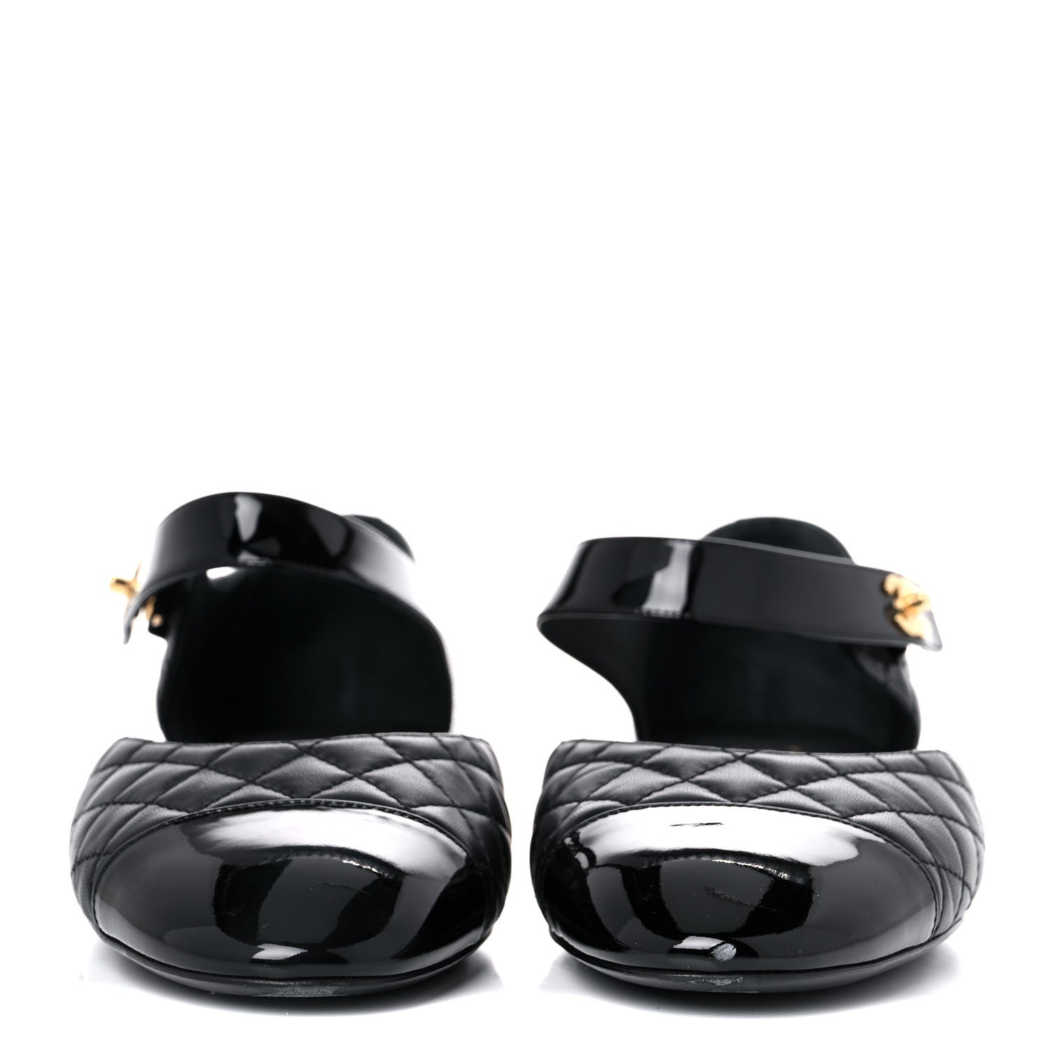 Chanel Patent Lambskin Quilted Cap Toe Ballerina Flats 41 Black 2 of 9
