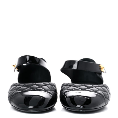 Chanel Patent Lambskin Quilted Cap Toe Ballerina Flats 41 Black 2 of 9