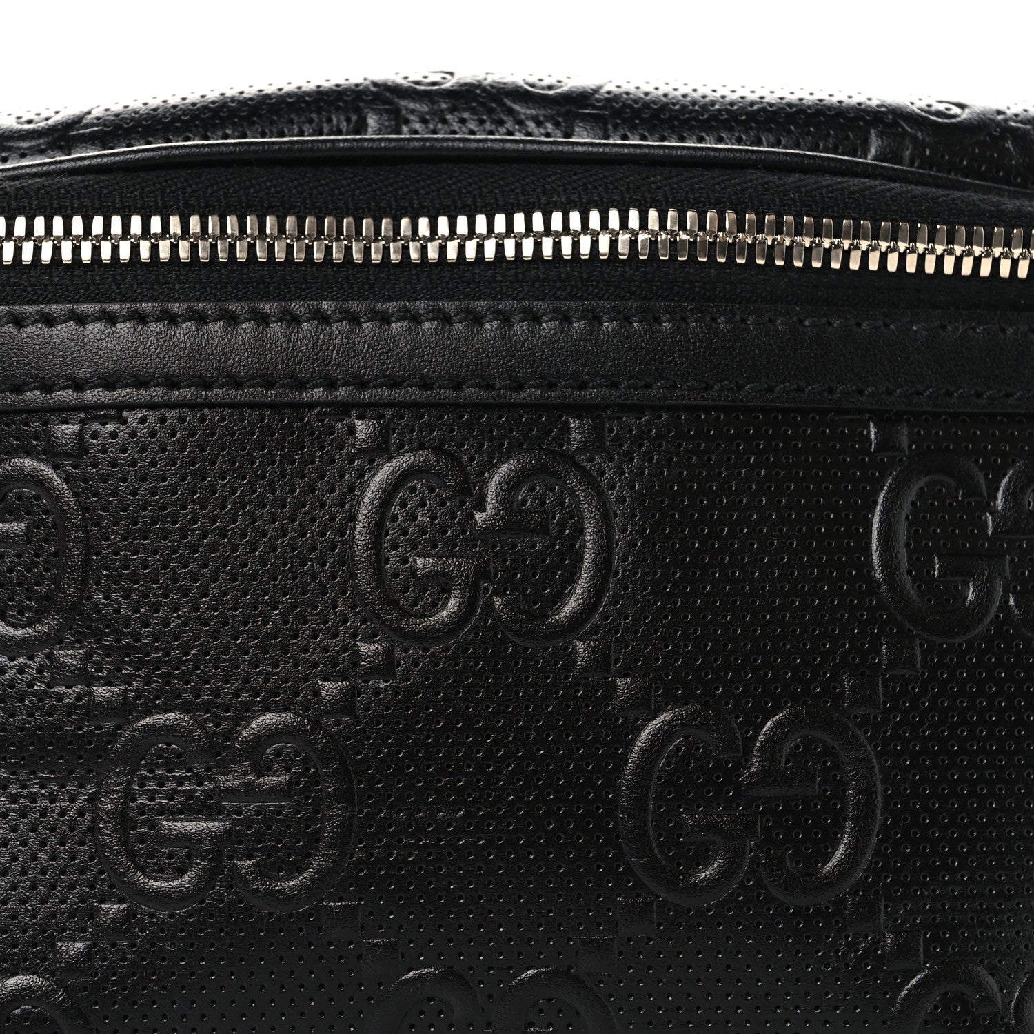 Gucci Calfskin GG Tennis Embossed Belt Bag Black 8 of 10