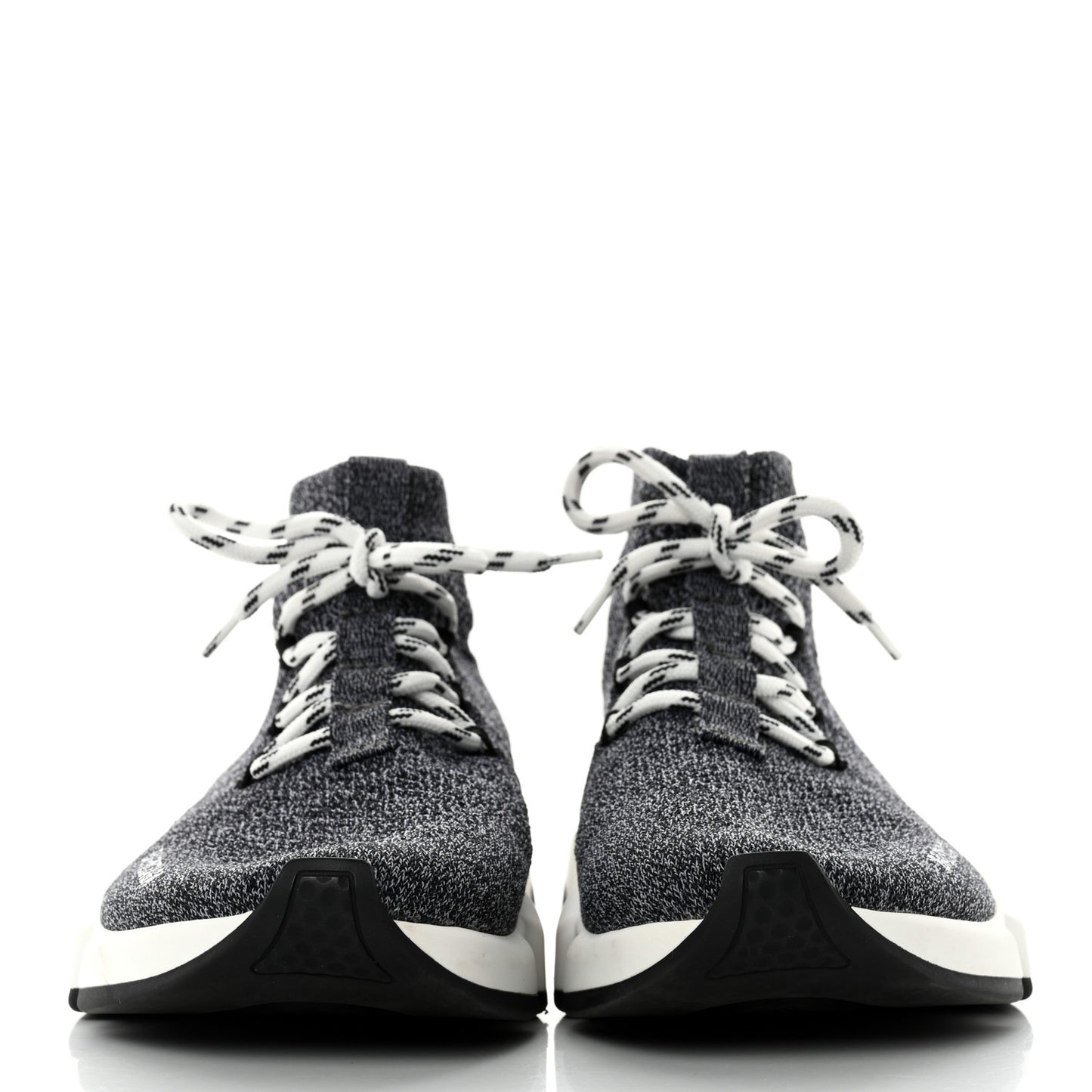 Chine Knit Bi-Color Sole Womens Speed Lace Up Sneakers 40 Black White