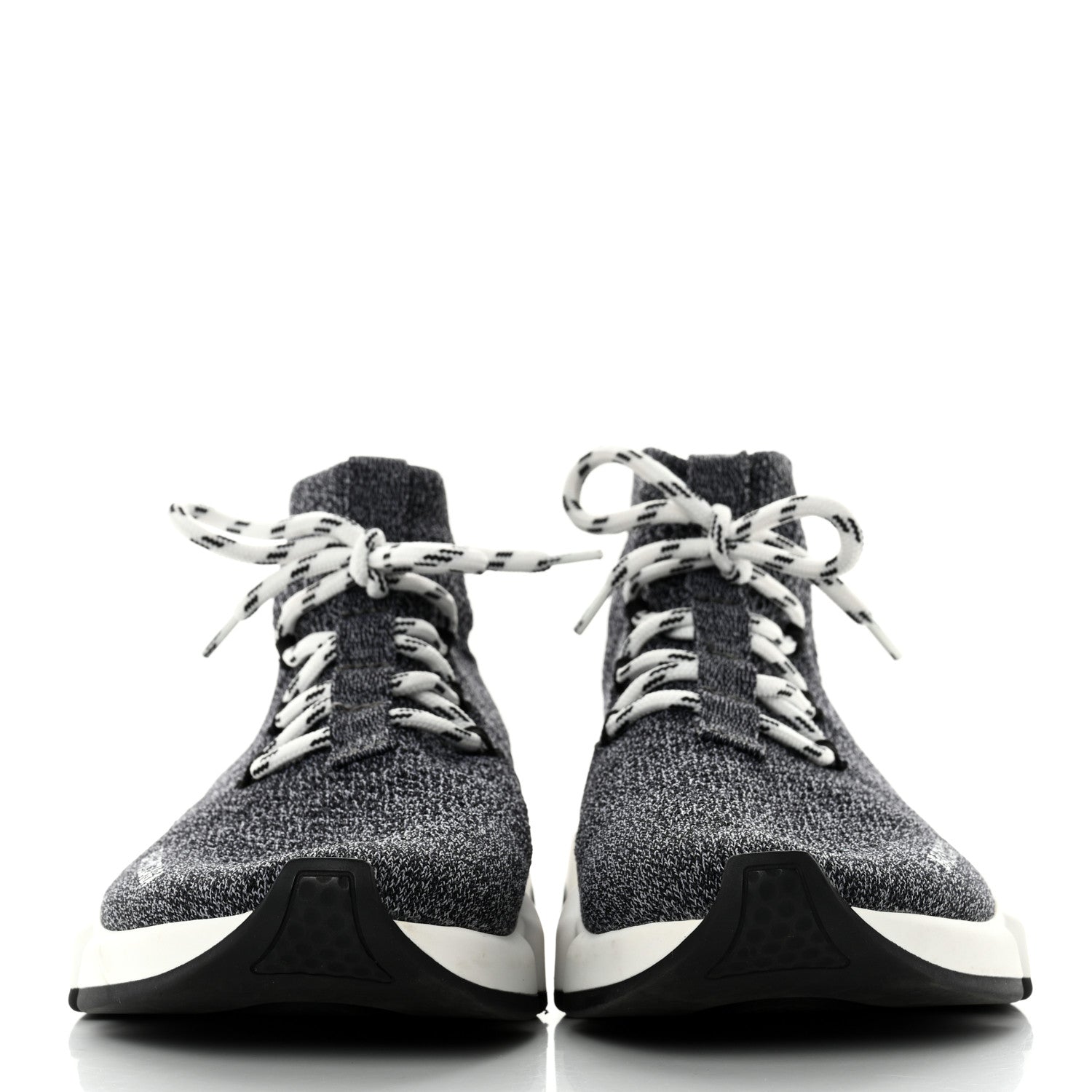 Balenciaga Chine Knit Bi-Color Sole Womens Speed Lace Up Sneakers 40 Black White 3 of 8