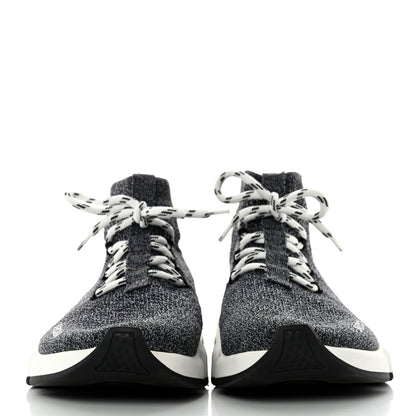 Balenciaga Chine Knit Bi-Color Sole Womens Speed Lace Up Sneakers 40 Black White 3 of 8