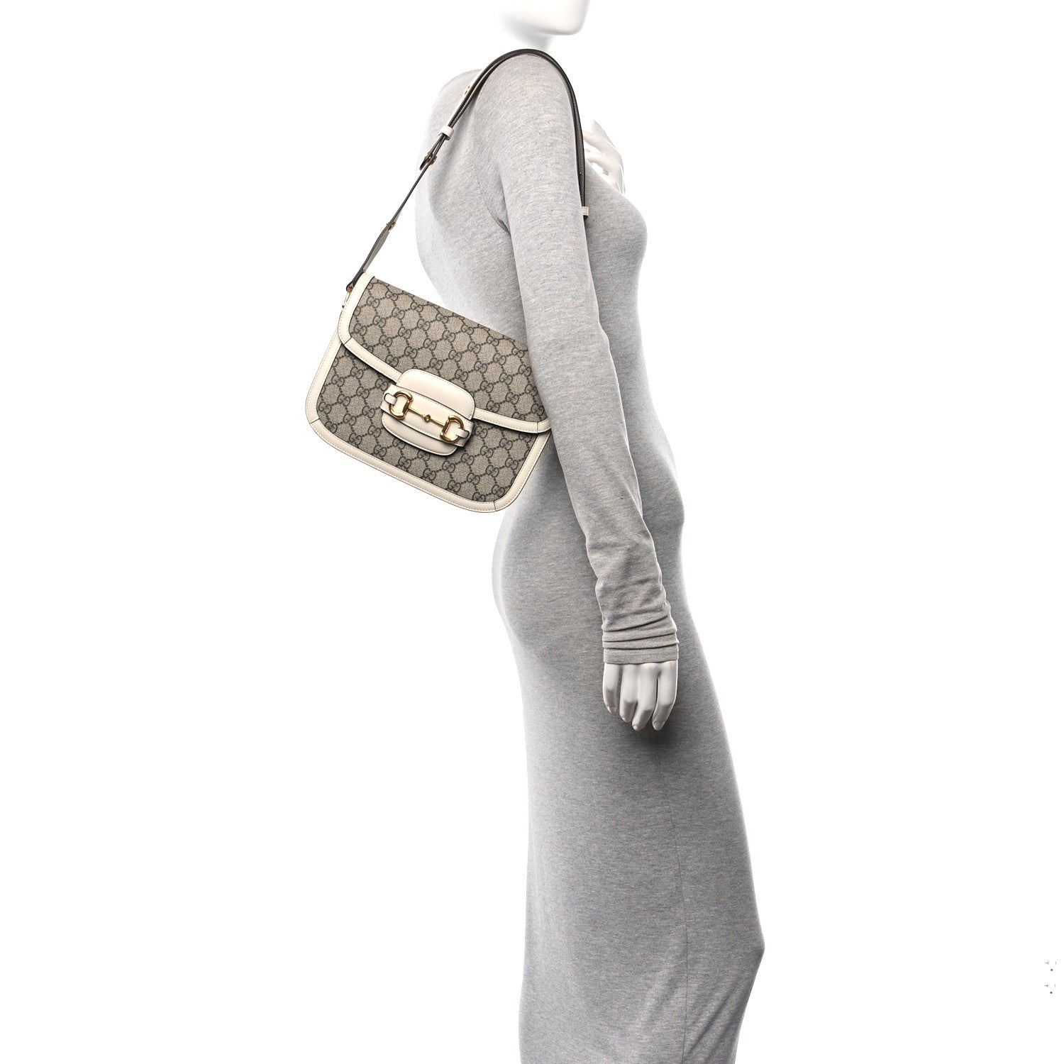 Gucci GG Supreme Monogram Horsebit 1955 Shoulder Bag Beige Mystic White 2 of 10