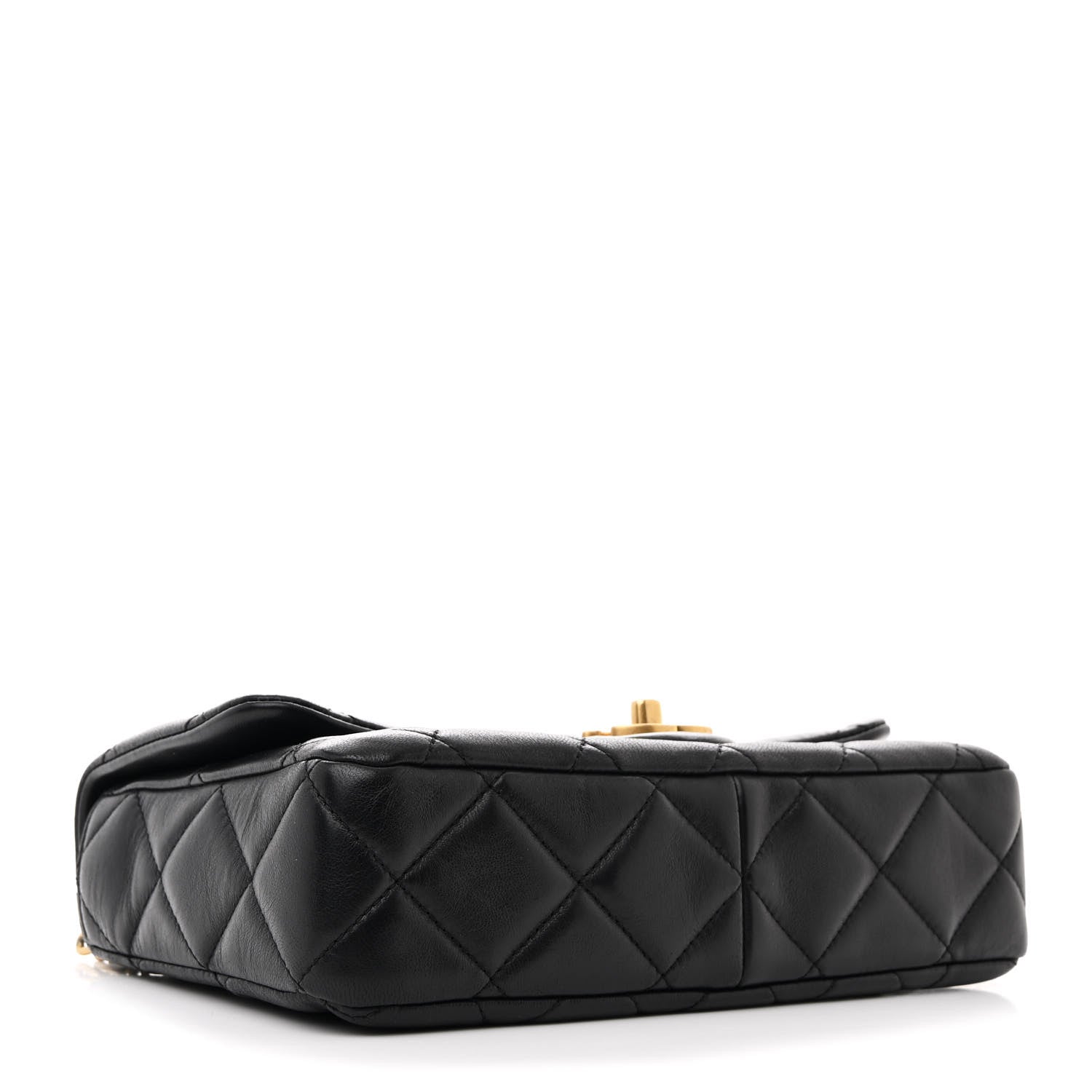 Chanel Lambskin Enamel Quilted Pending CC Medium Flap Black 4 of 10