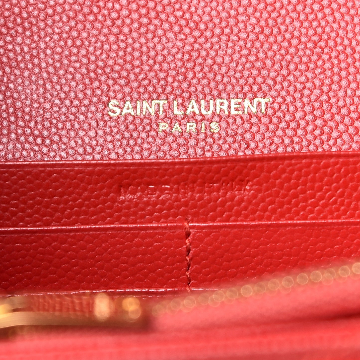 Grain De Poudre Matelasse Chevron Monogram Chain Wallet Red