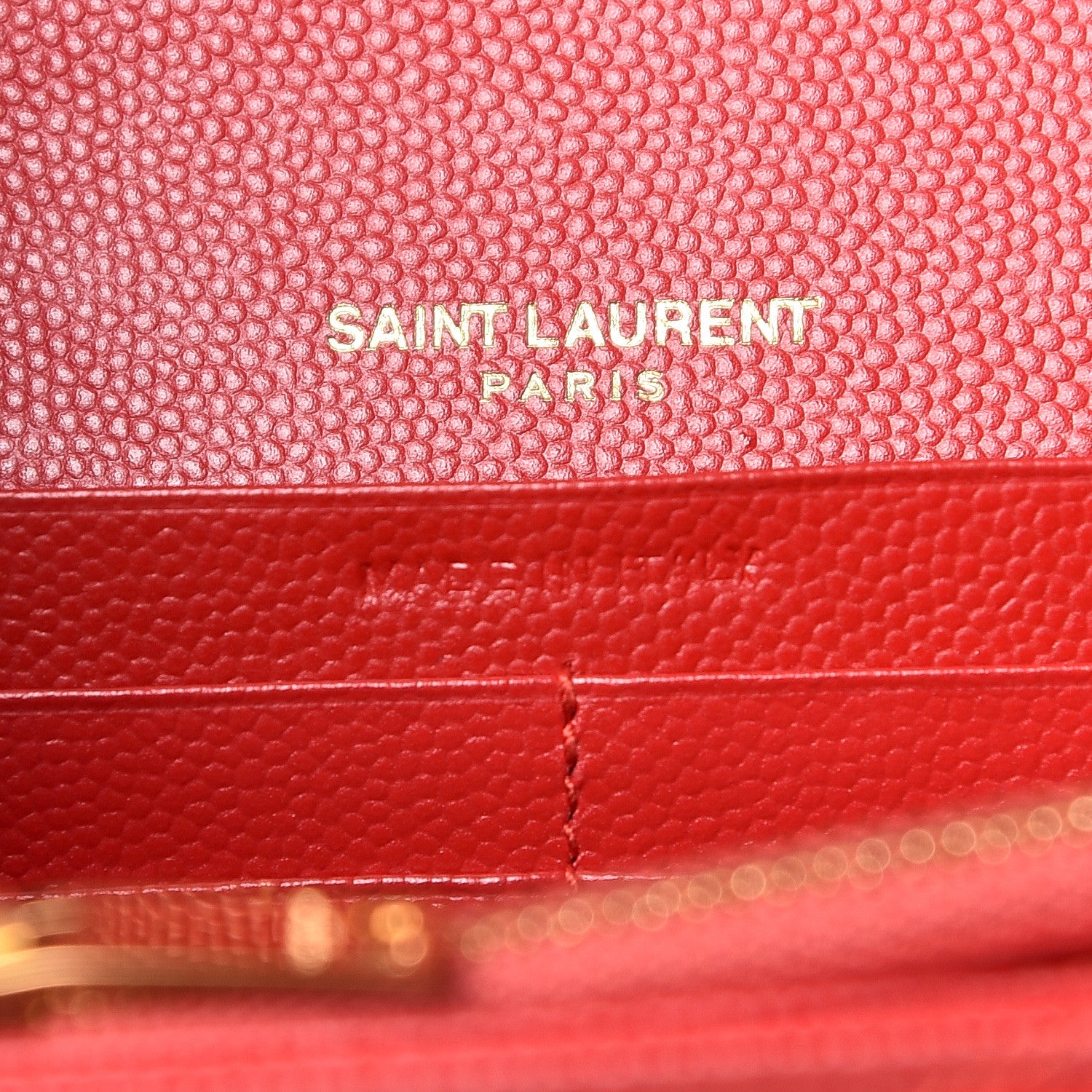 Saint Laurent Grain De Poudre Matelasse Chevron Monogram Chain Wallet Red 9 of 12