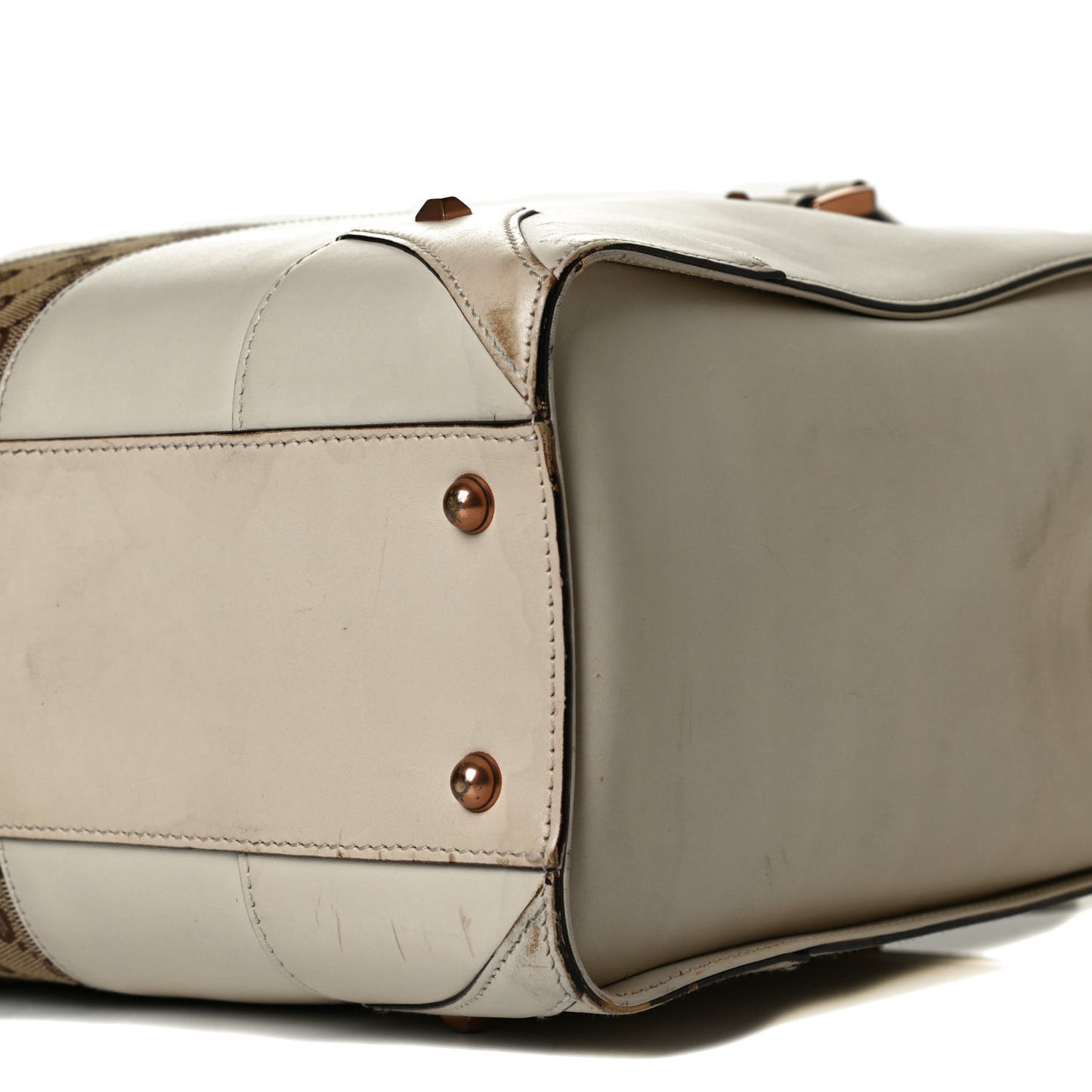 Monogram Calfskin Medium Tote Bag Off White