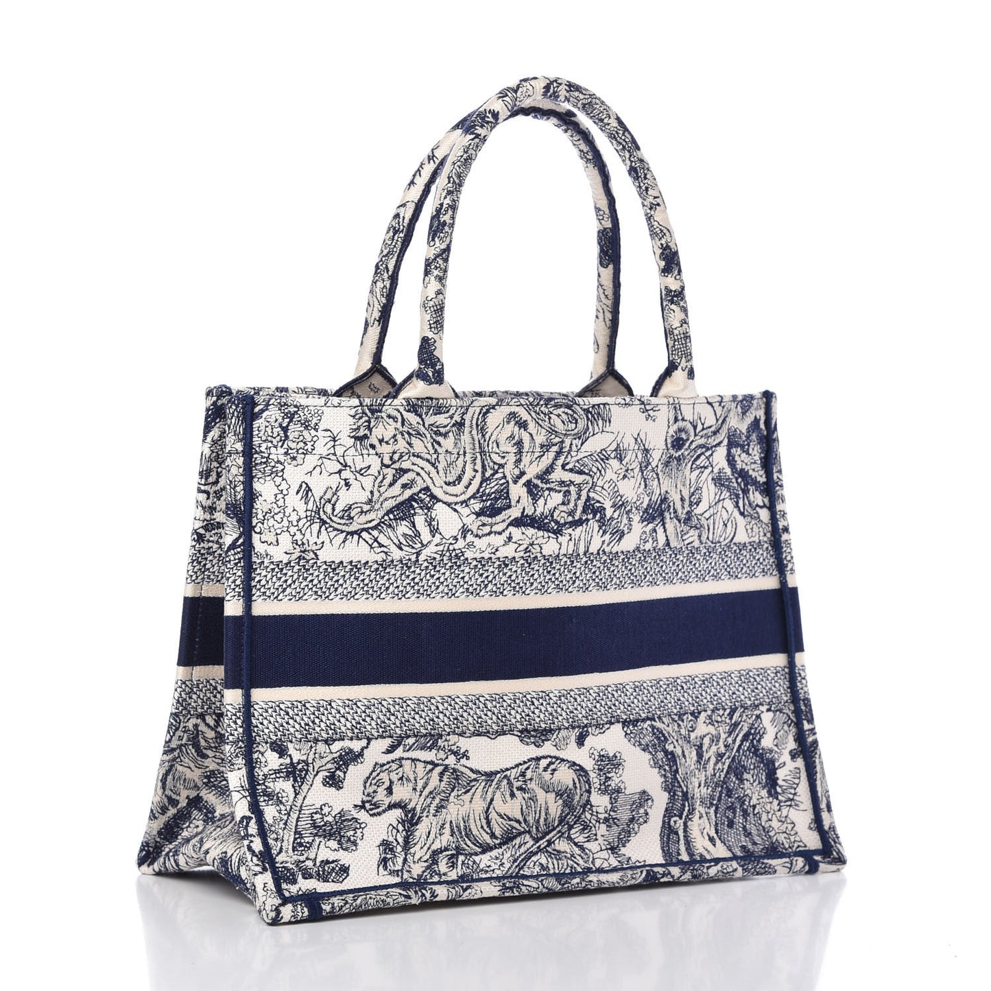 Canvas Embroidered Medium Dioriviera Toile De Jouy Book Tote Blue