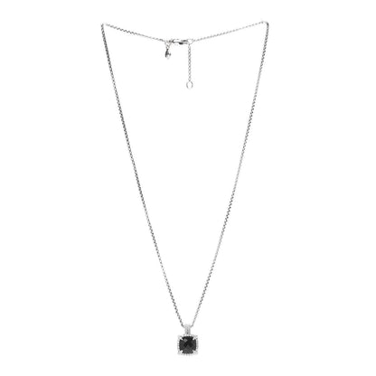 David Yurman Sterling Silver Diamond Black Onyx 9mm Chatelaine Pave Bezel Pendant Necklace 3 of 5
