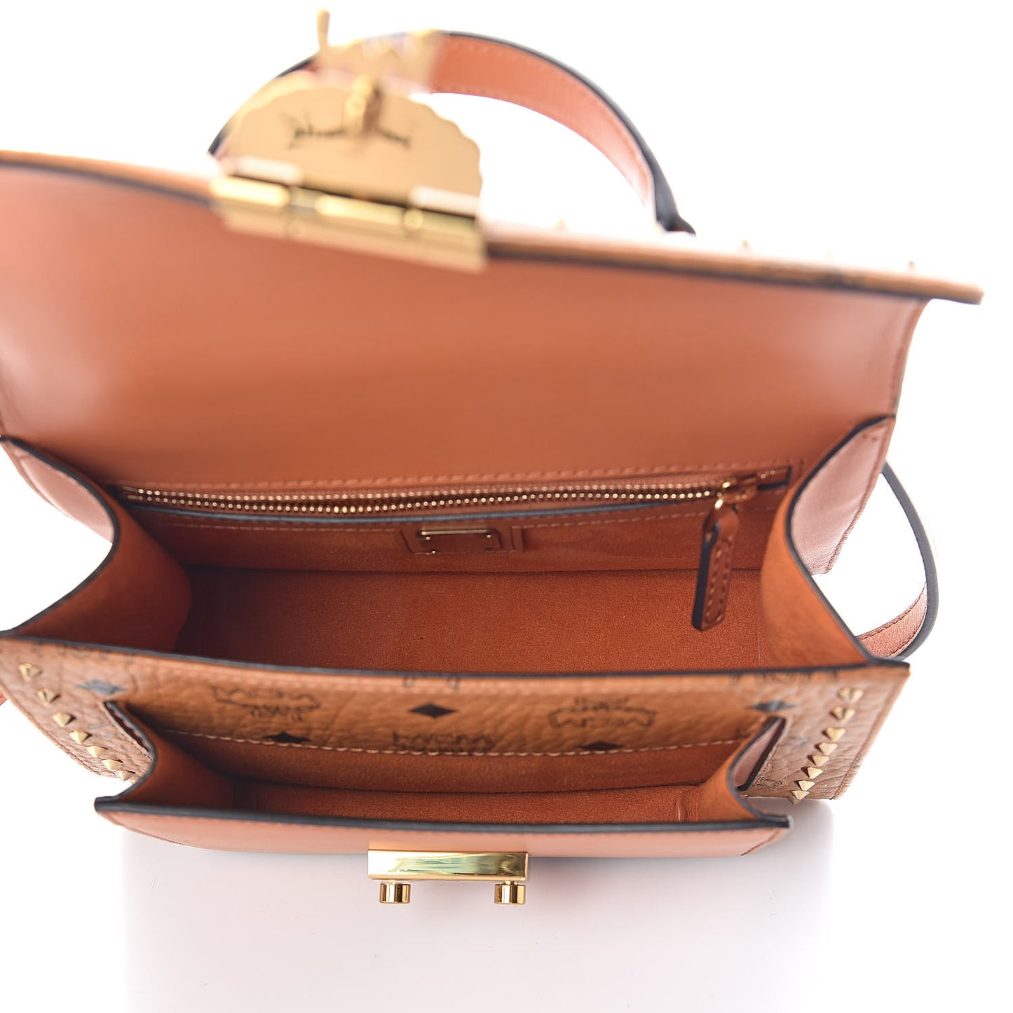 Visetos Studded Small Patricia Satchel Cognac