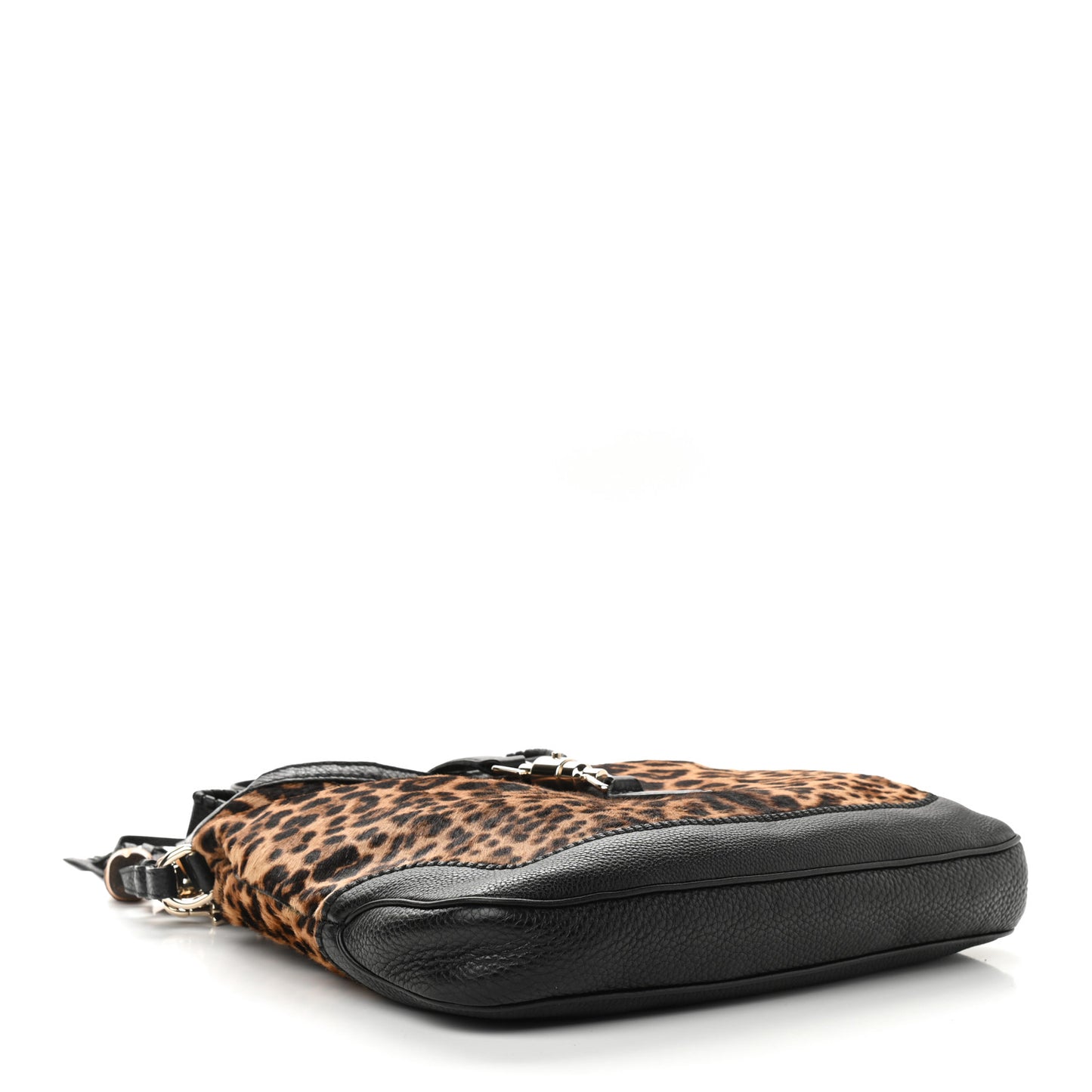 Calf Hair Jaguar Print Medium New Jackie Hobo Black