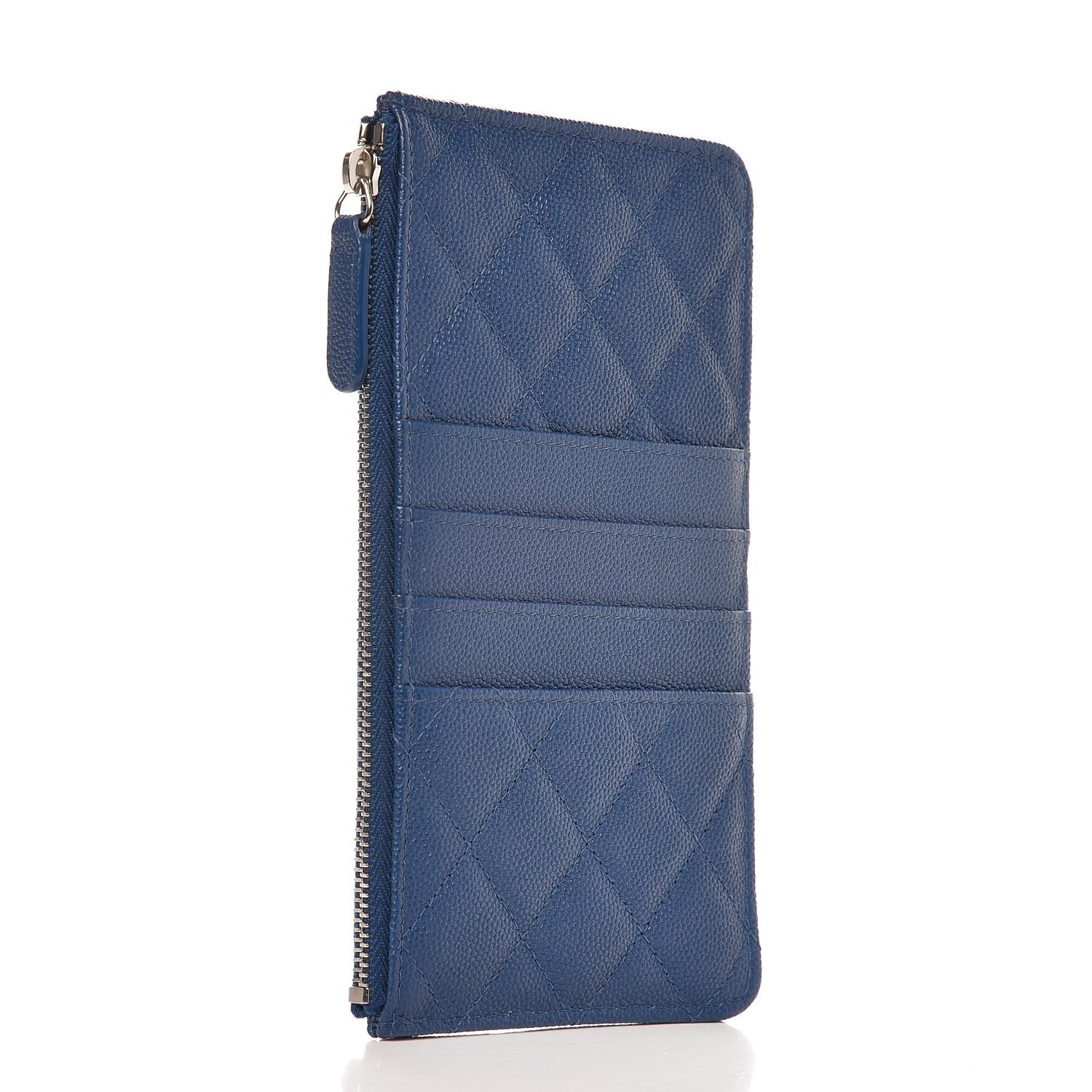 Chanel Caviar Quilted Classic Flat Wallet Pouch Blue 3 of 8
