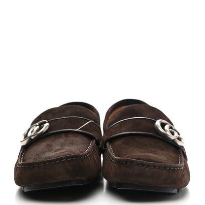 Gucci Suede Mens Driver Queen Loafers 6.5 Cocoa 2 of 12