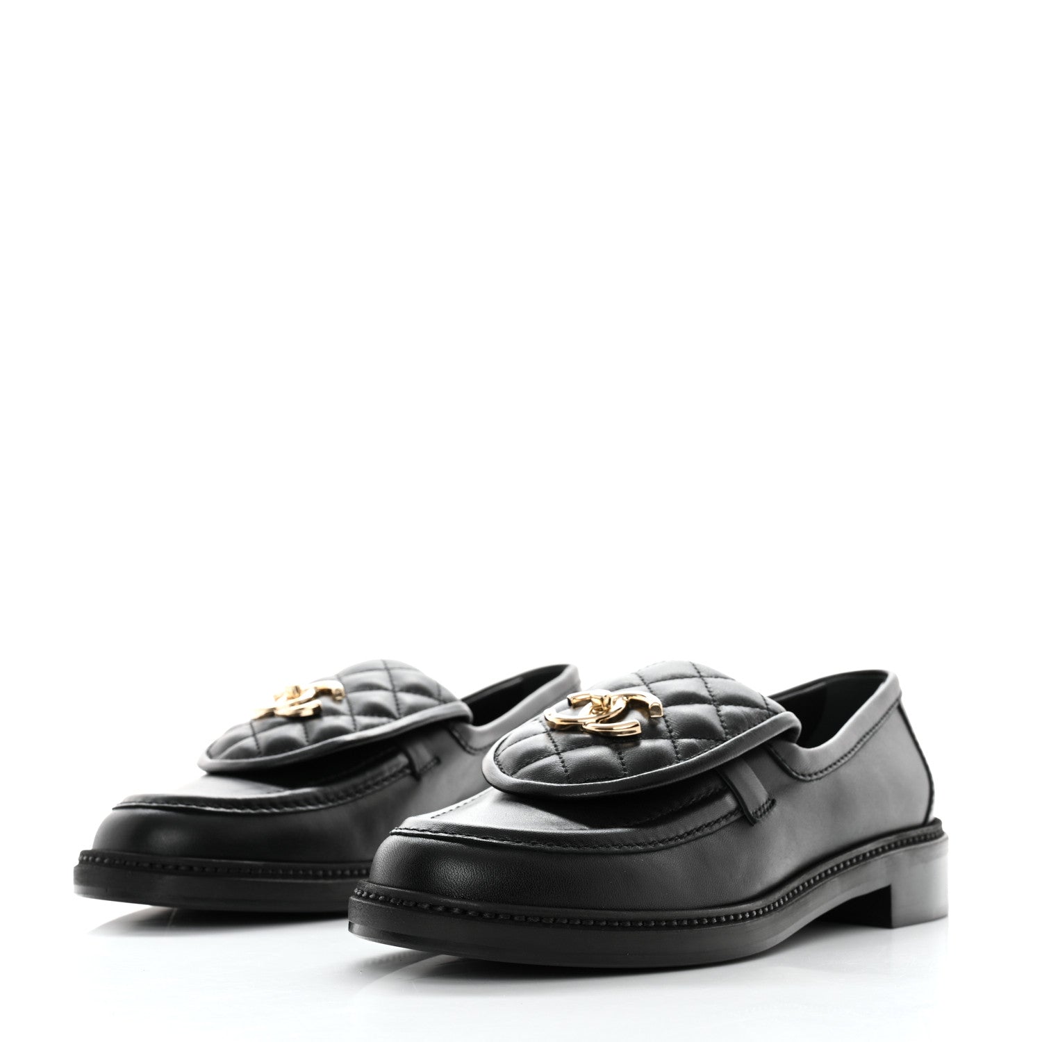 Chanel Lambskin Quilted CC Turnlock Loafers 39.5 Black 3 of 9