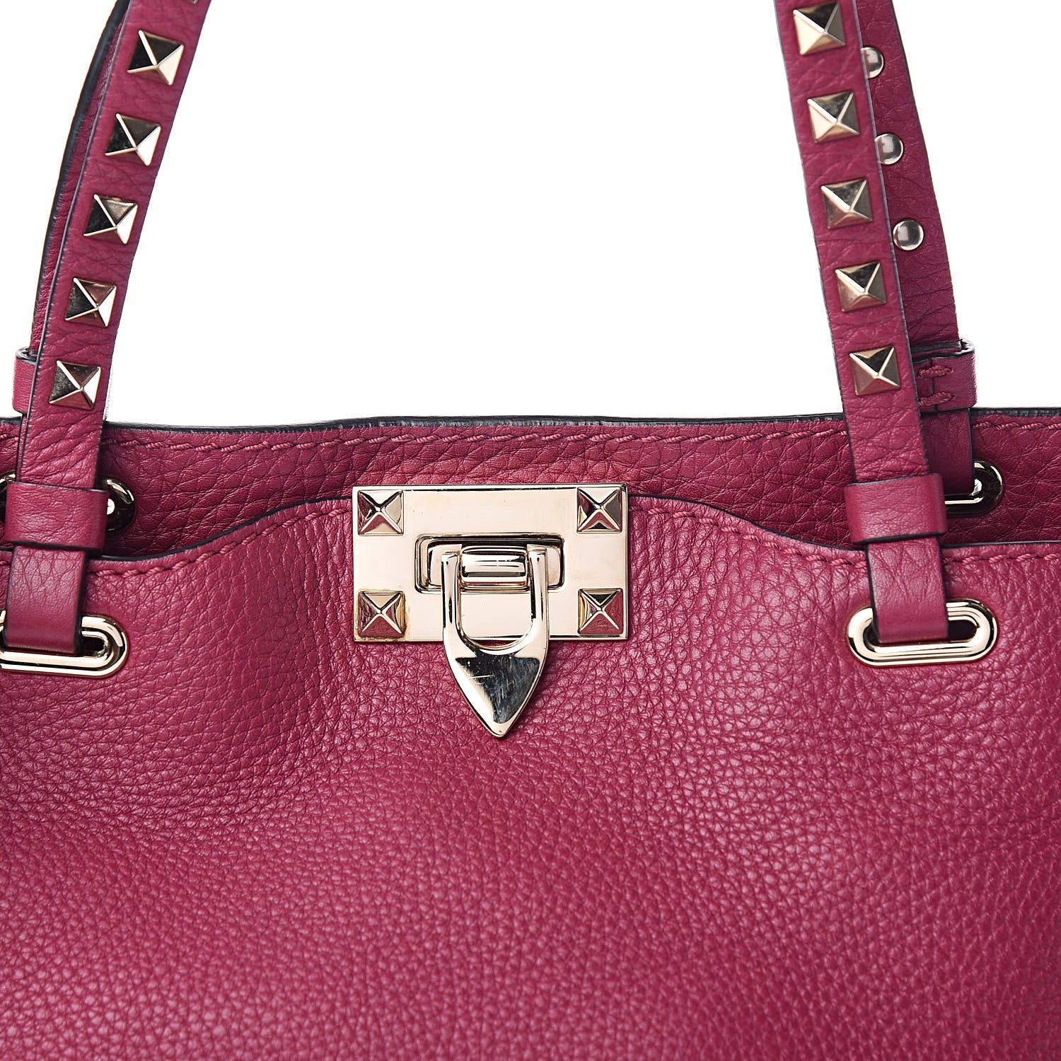 Valentino Garavani Grained Calfskin Small Rockstud Tote Deep Cyclamin 11 of 11