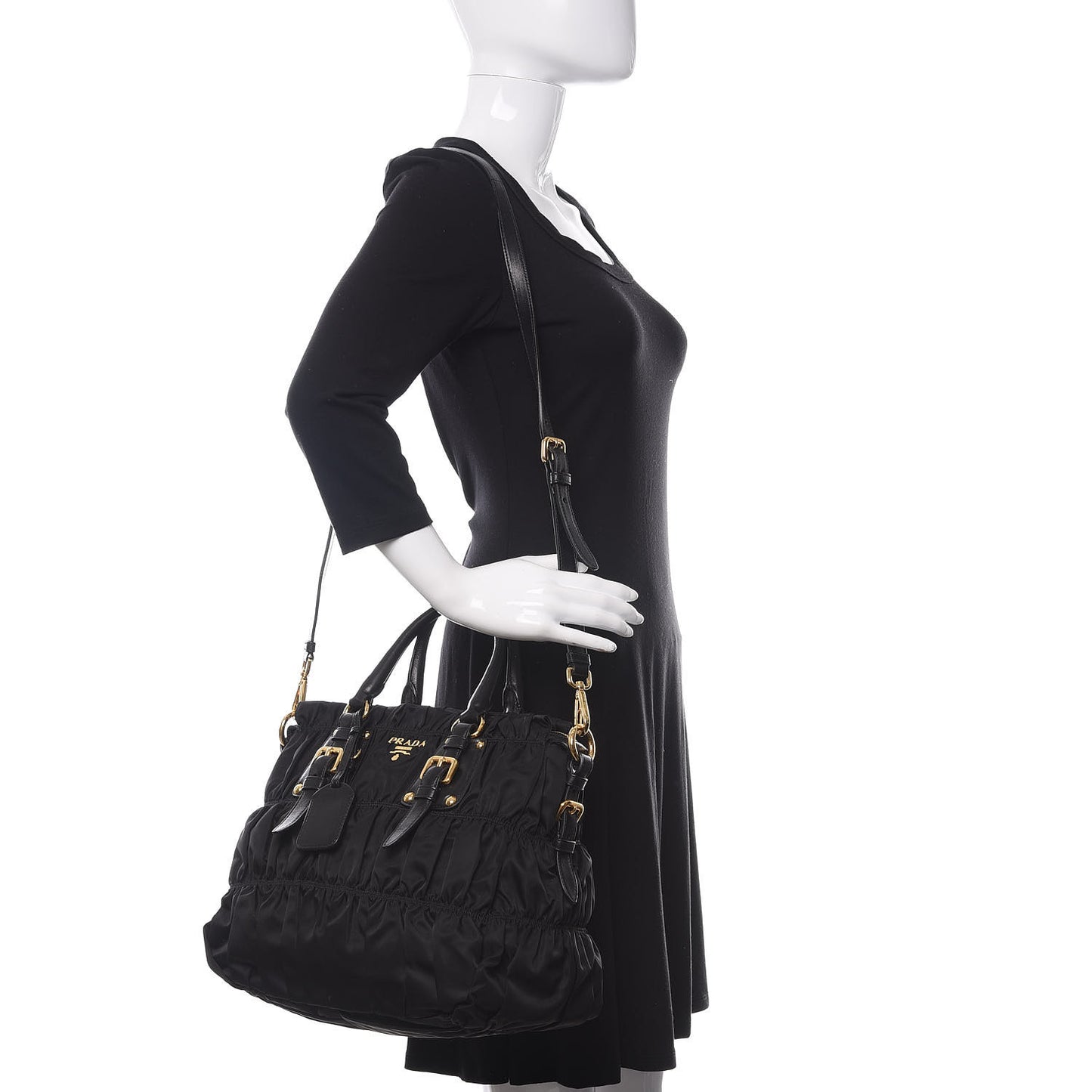 Tessuto Nylon Gaufre Tote Black
