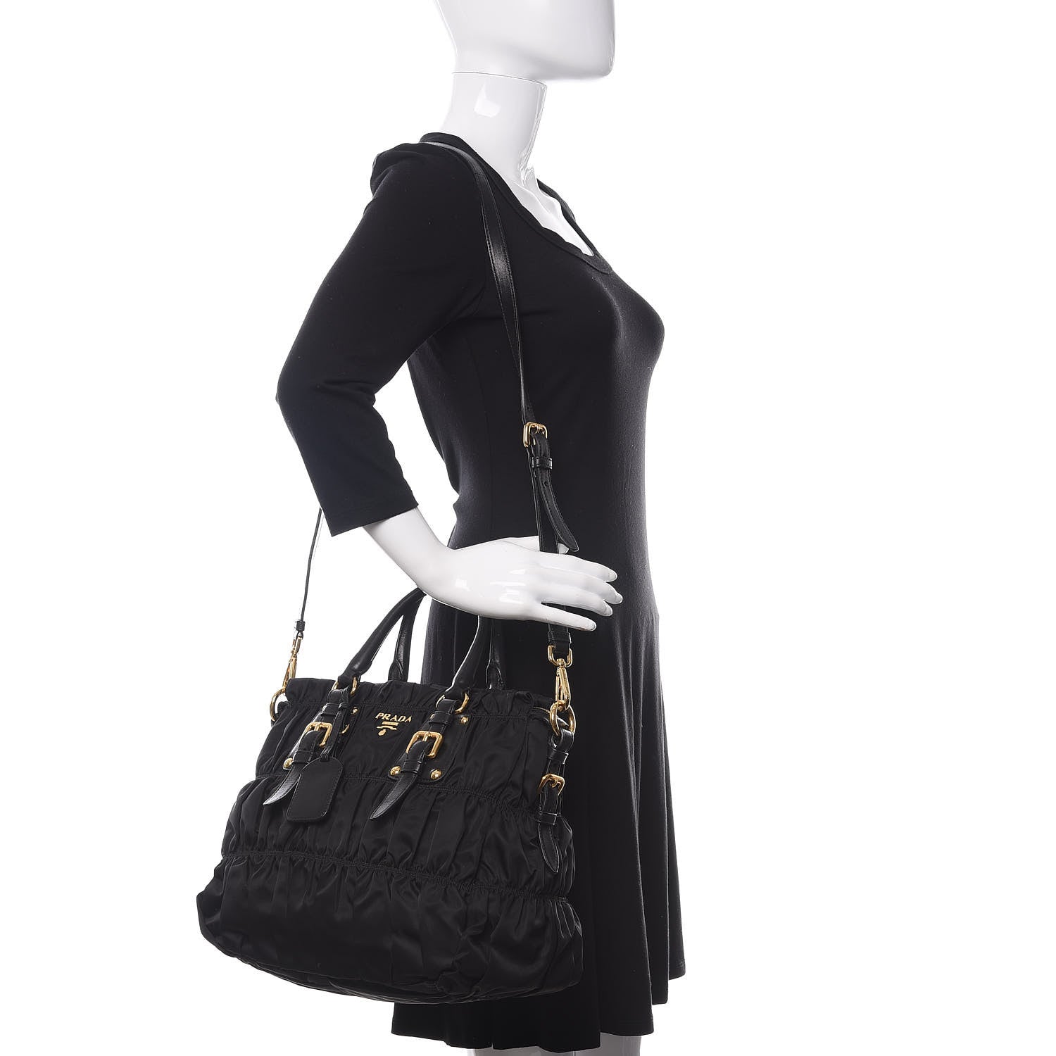Prada Tessuto Nylon Gaufre Tote Black 2 of 10