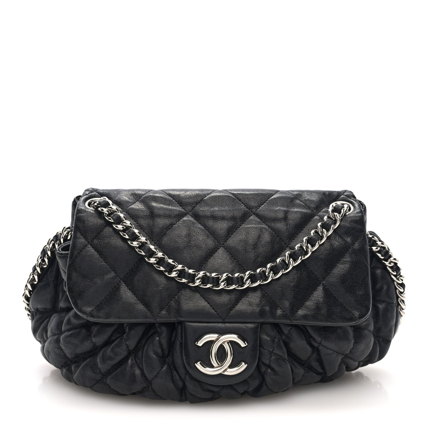 Chanel Washed Lambskin Quilted Medium Chain Around Messenger Black 1 of 10