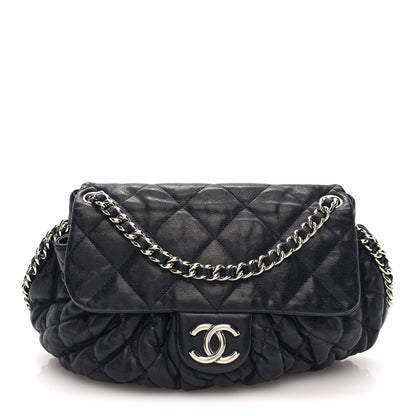 Chanel Washed Lambskin Quilted Medium Chain Around Messenger Black 1 of 10