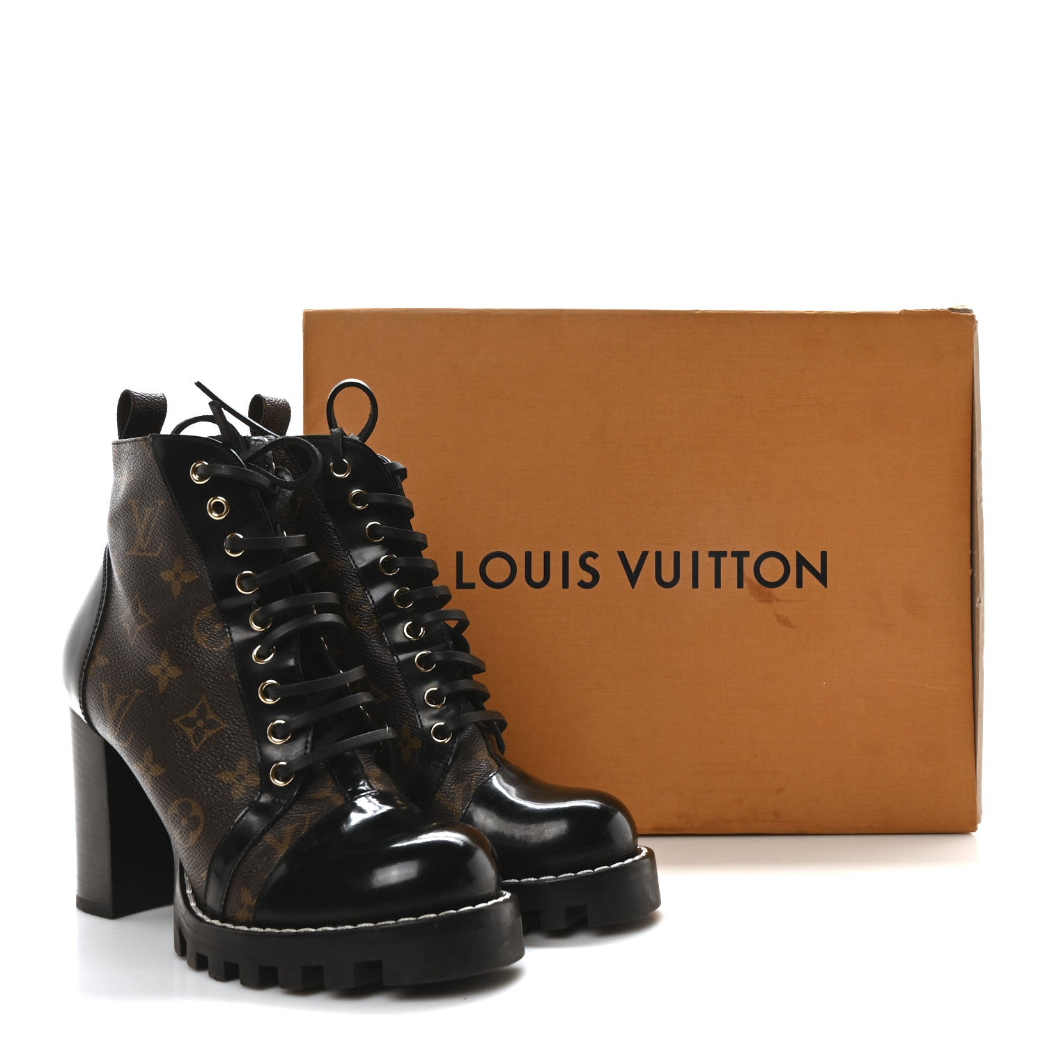 Louis Vuitton Patent Calfskin Monogram Star Trail Ankle Boots 38.5 Black 9 of 9
