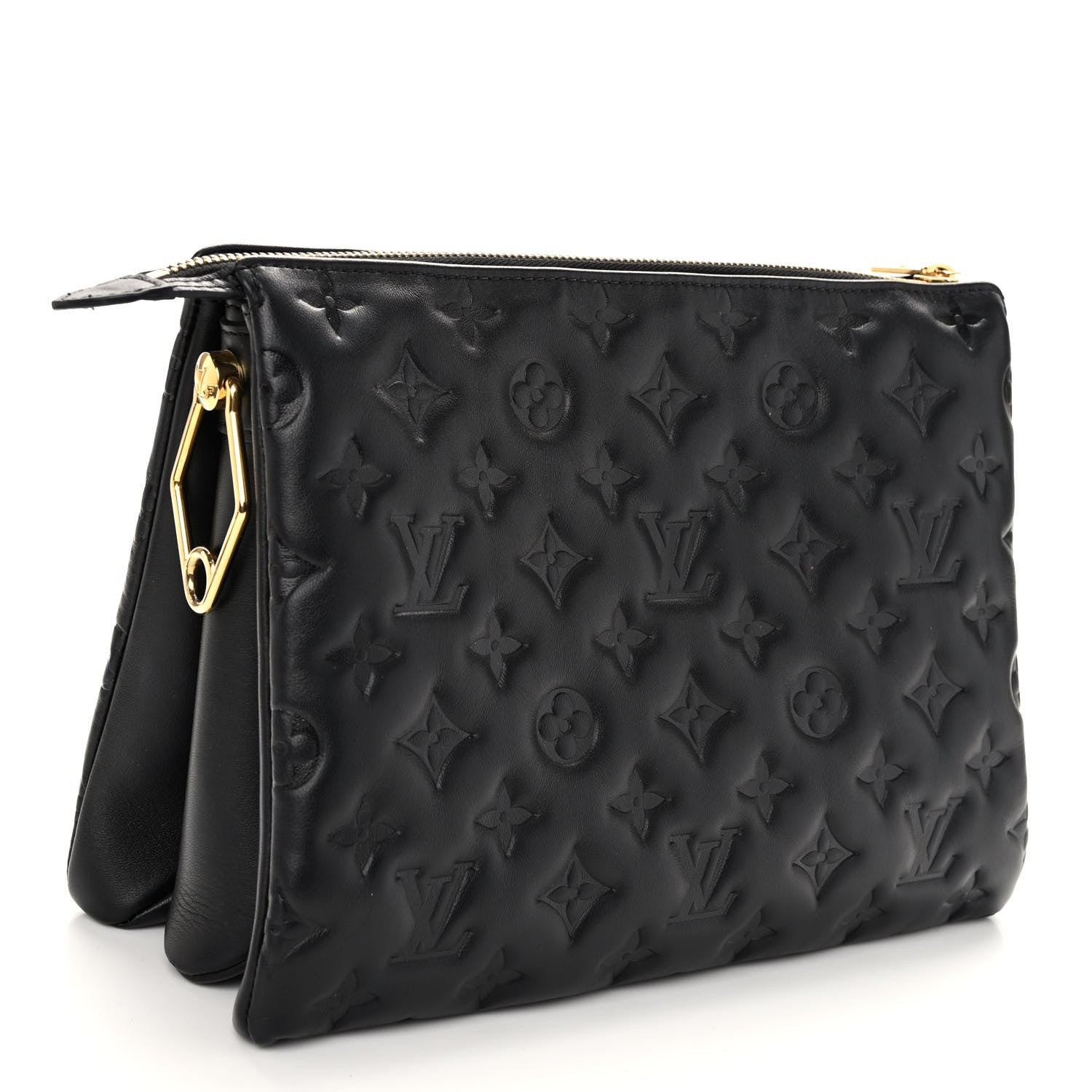 Louis Vuitton Lambskin Embossed Monogram Scarf Coussin PM Black 3 of 13