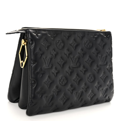 Louis Vuitton Lambskin Embossed Monogram Scarf Coussin PM Black 3 of 13