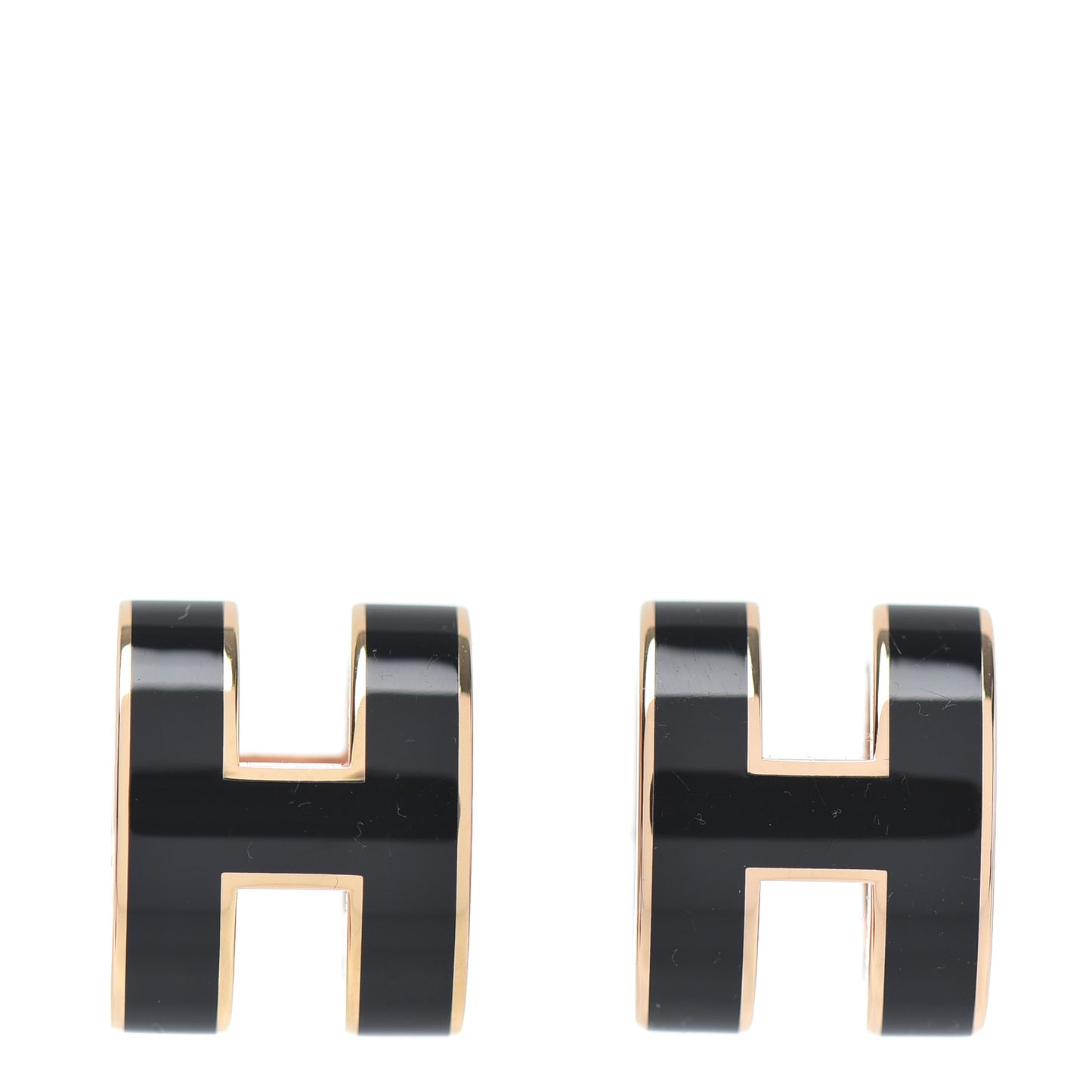 Rose Gold Lacquered Pop H Earrings Black
