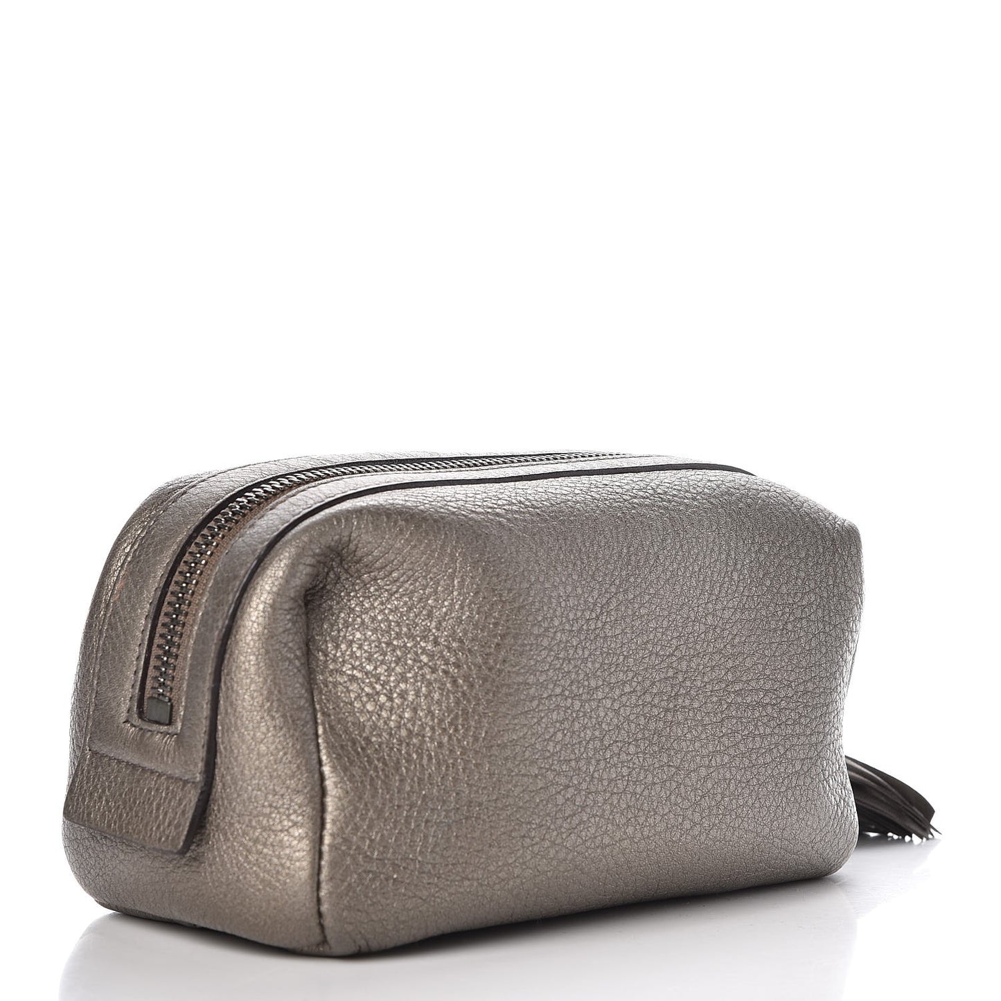 Metallic Pebbled Calfskin Medium Soho Cosmetic Case Sasso