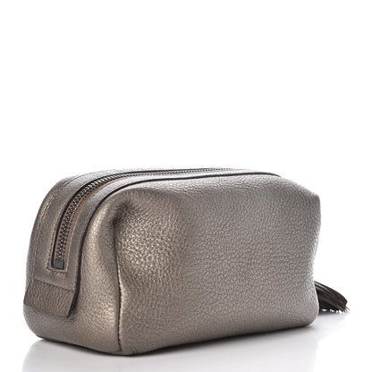 Gucci Metallic Pebbled Calfskin Medium Soho Cosmetic Case Sasso 3 of 9