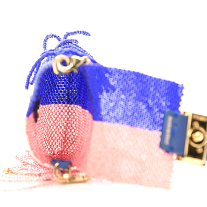 Fendi Glass Beaded Mini Pico Baguette Charm Blue Salmone 7 of 9