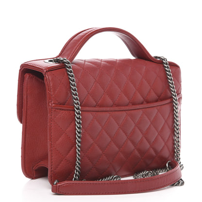 Chanel Goatskin Quilted Small CC University Top Handle Flap Red 3 of 15